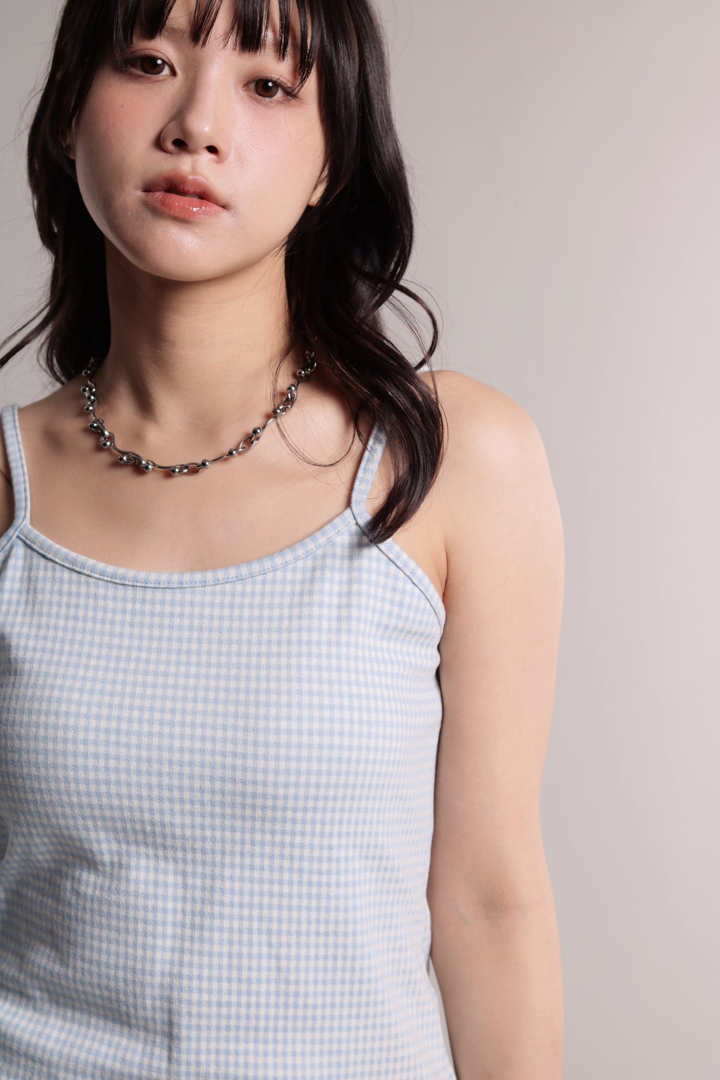 Checkered Ruffle Cami (Blue)