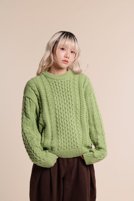 Oversized Cable Knit Sweater (Green)