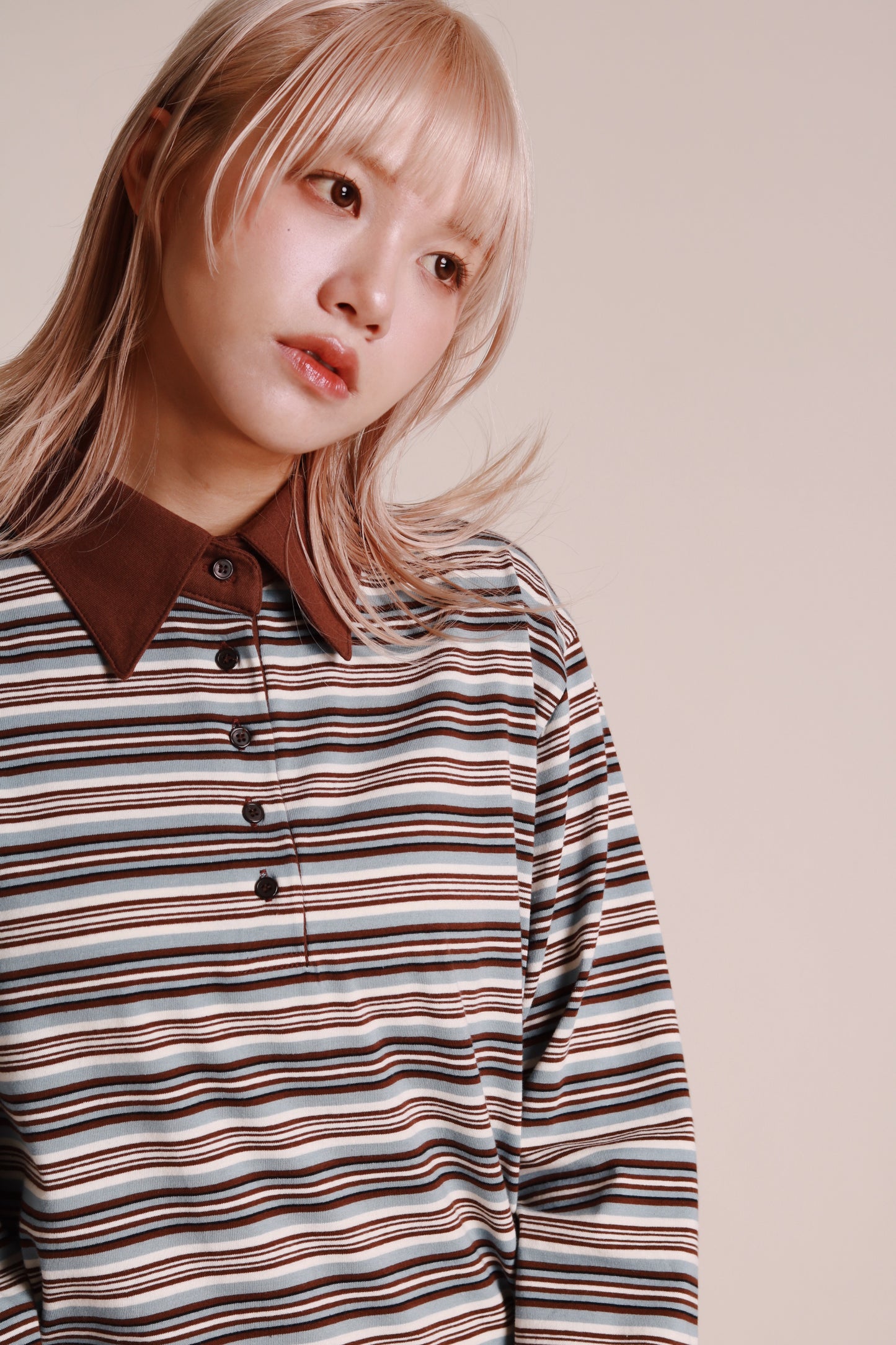 Striped Polo Top (Blue)