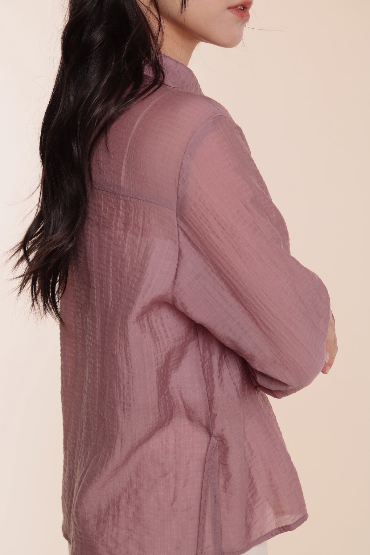 Checkered See Through Shirt (Pink)