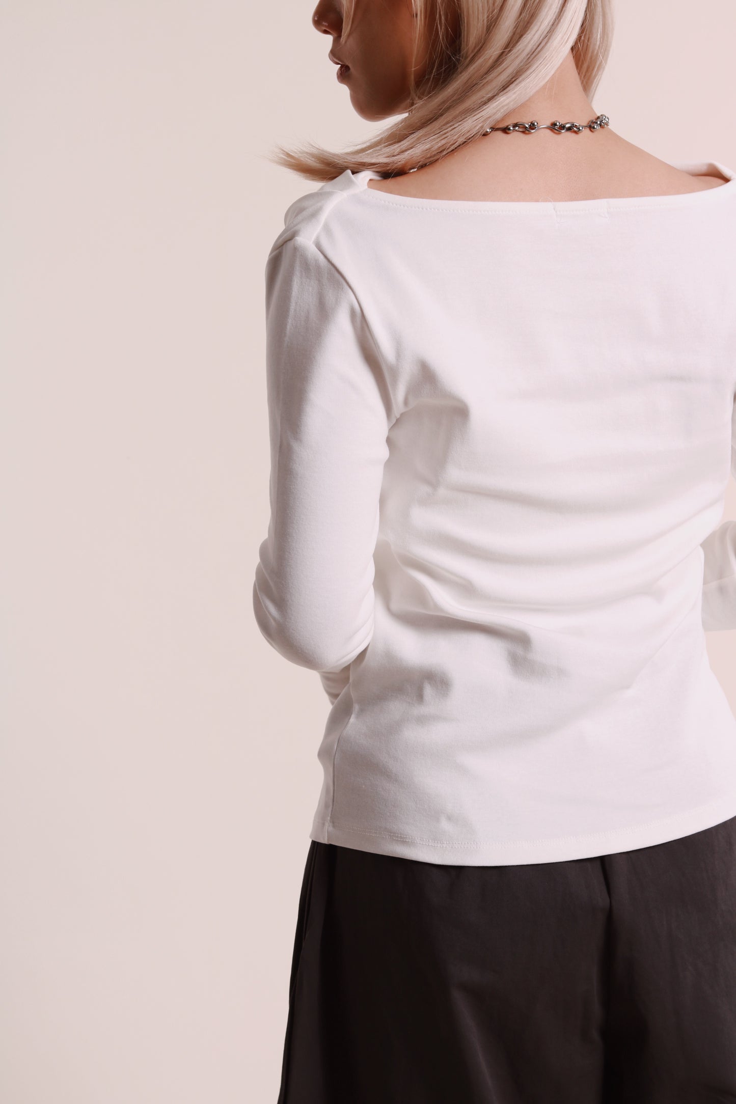 Gathered Long Tee (White)