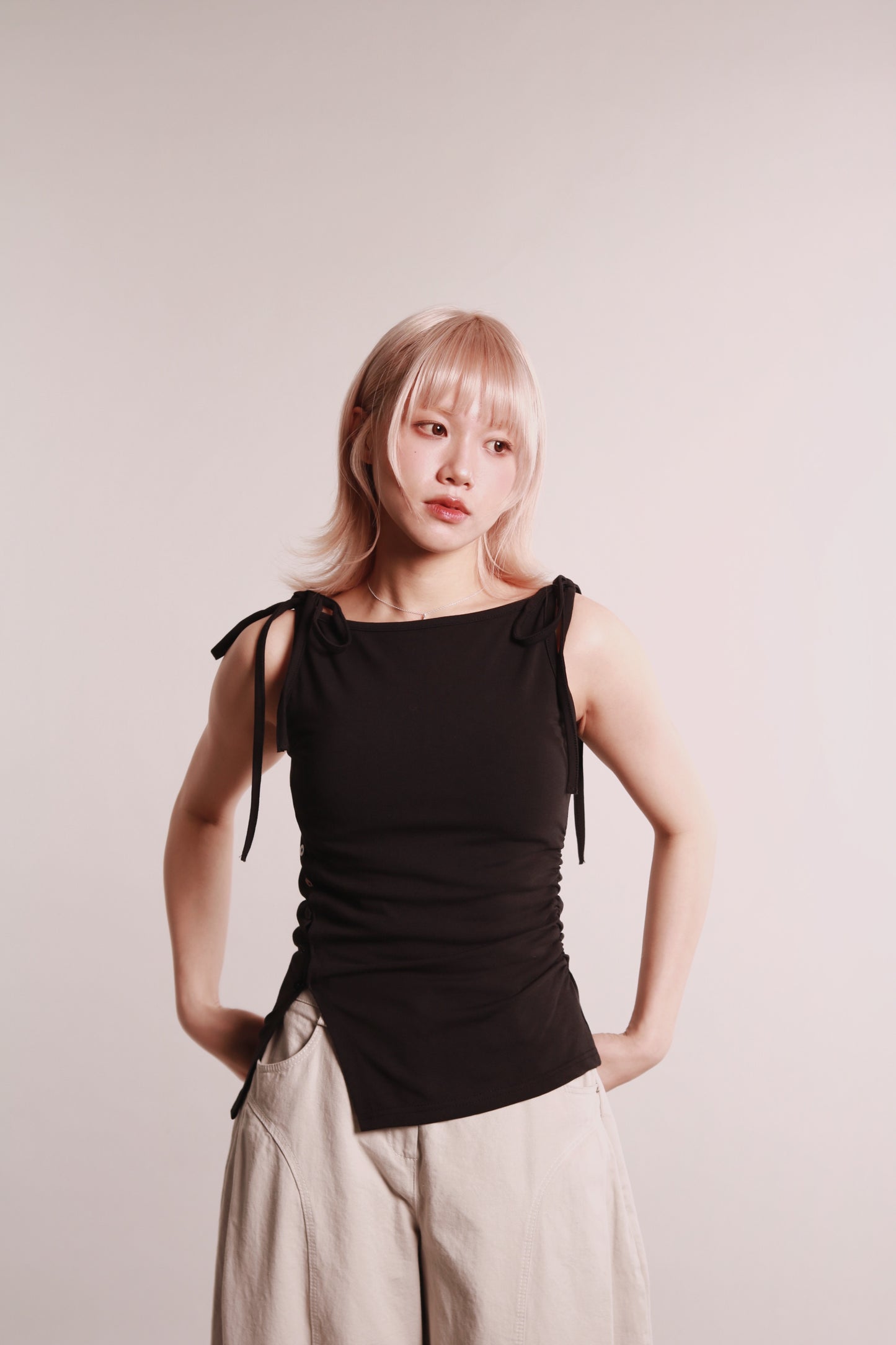 Side Cut Dance Top (Black)