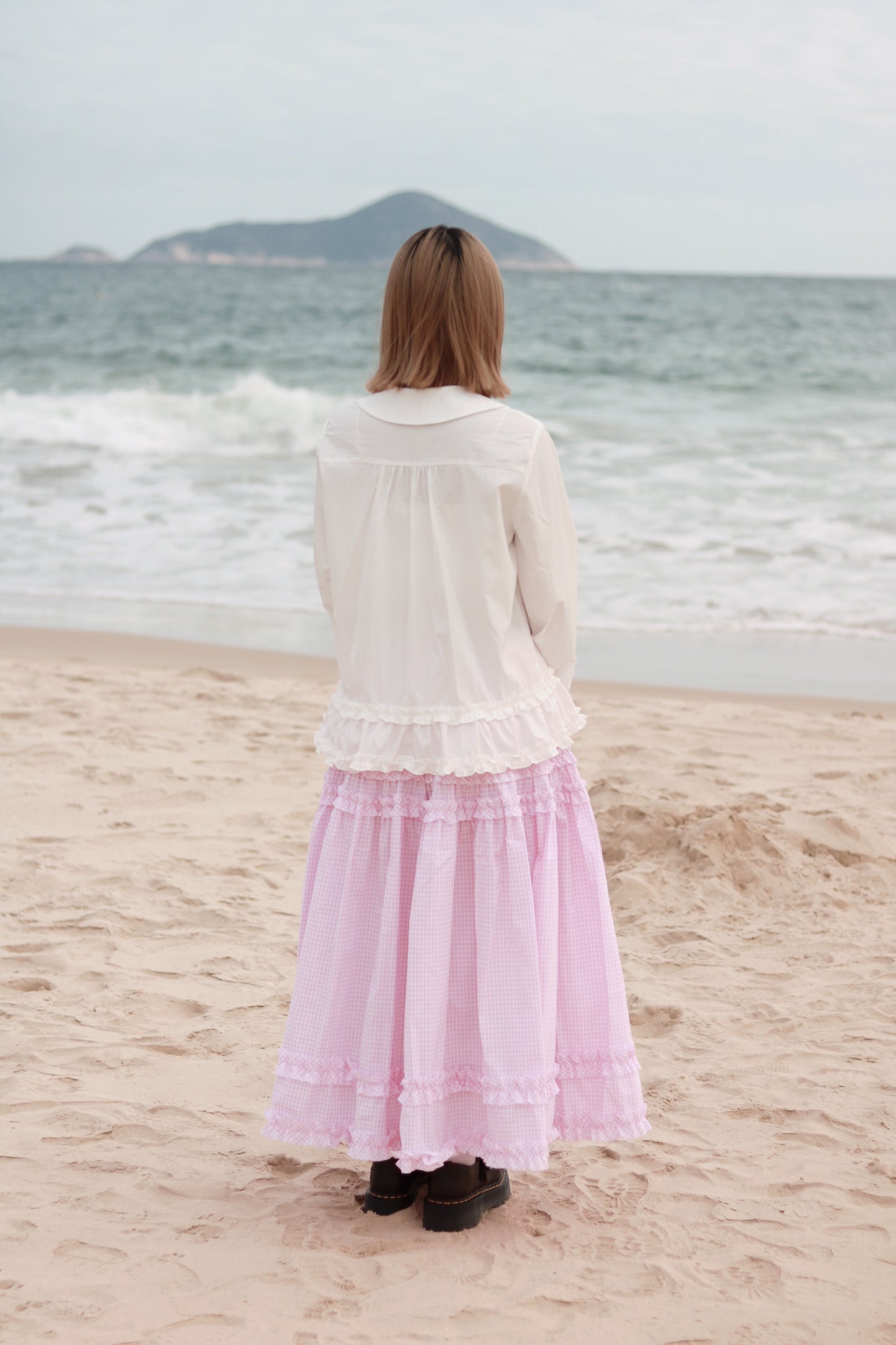 Doll Checkered Ruffle Skirt (Pink)