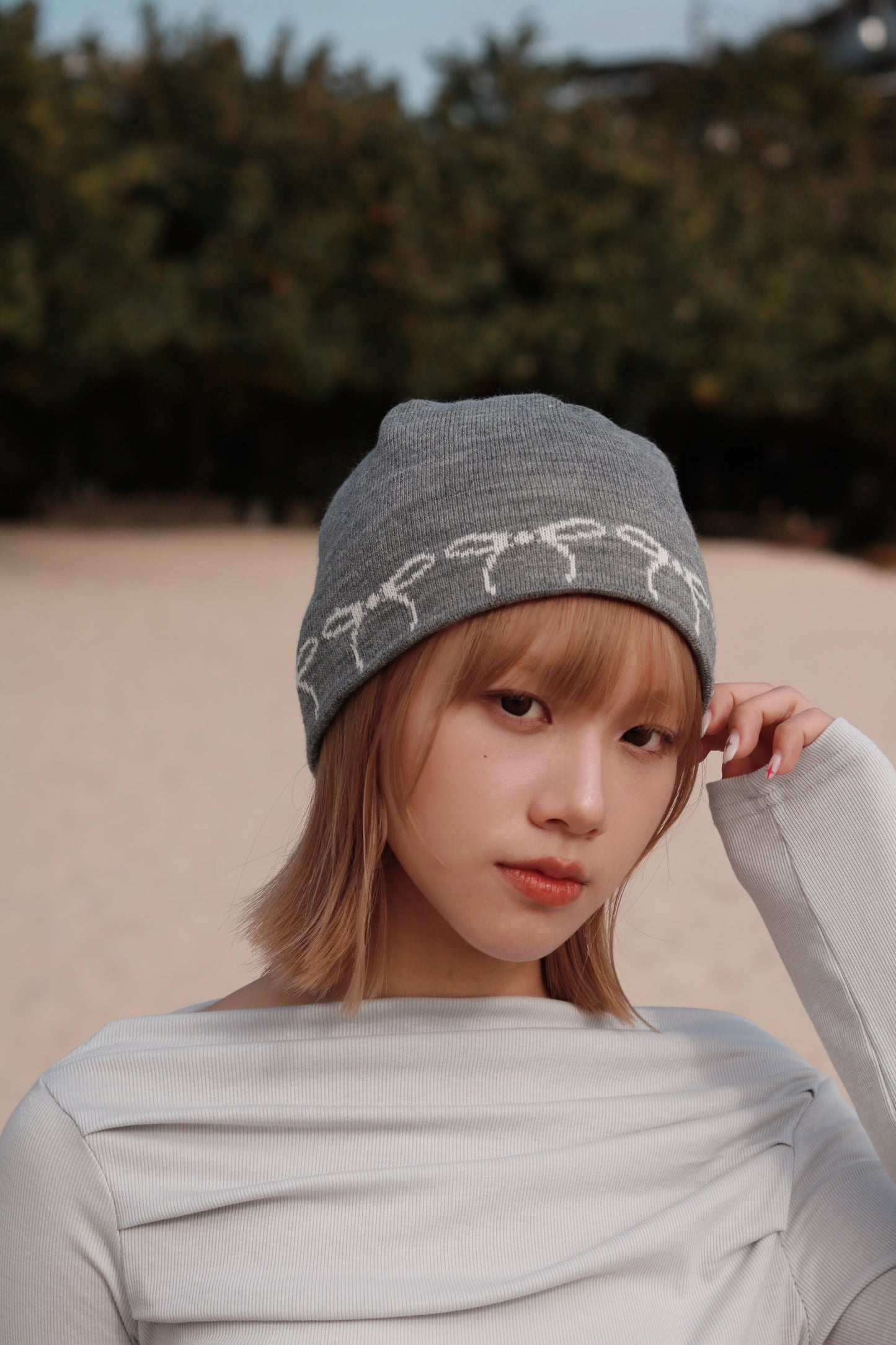 Little Ribbon Beanie (Grey)