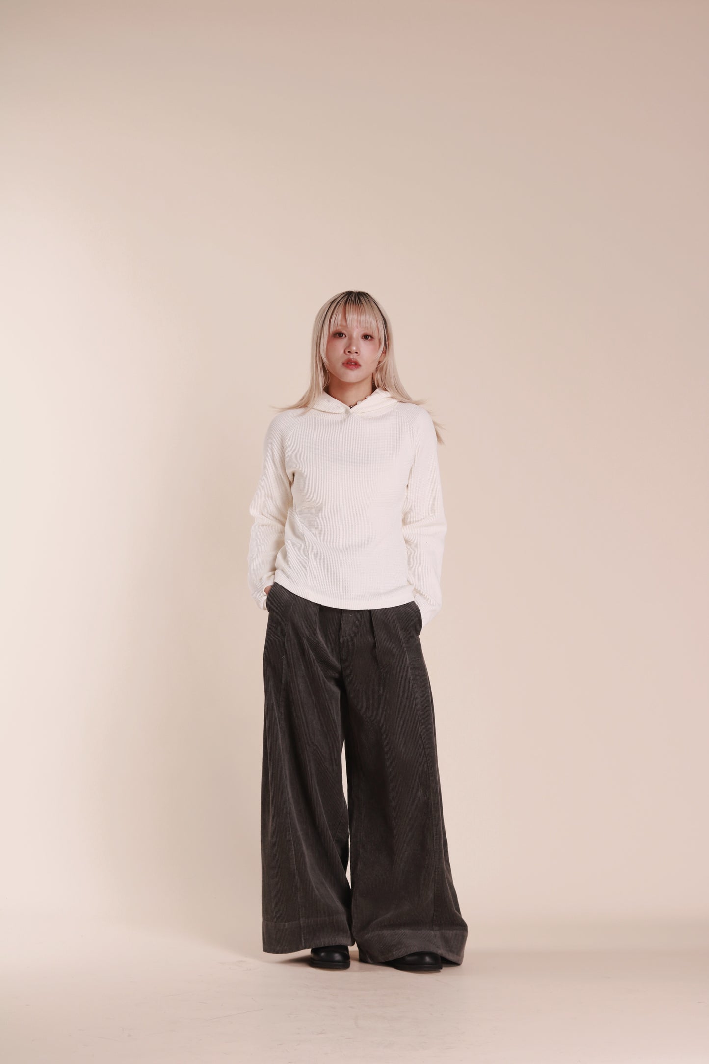 Corduroy Wide Pants (Grey)