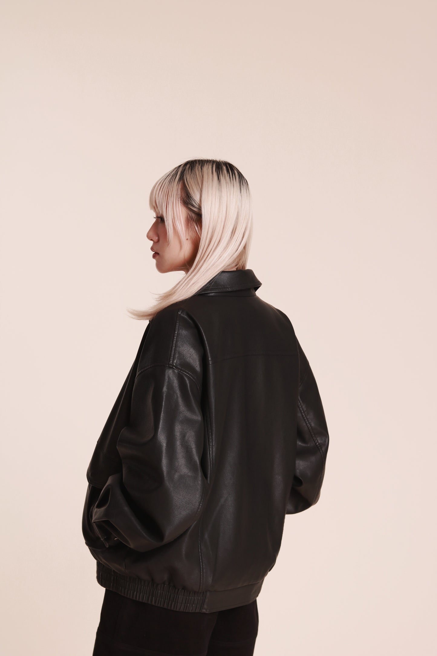 Oversized Leather Jacket (Black)