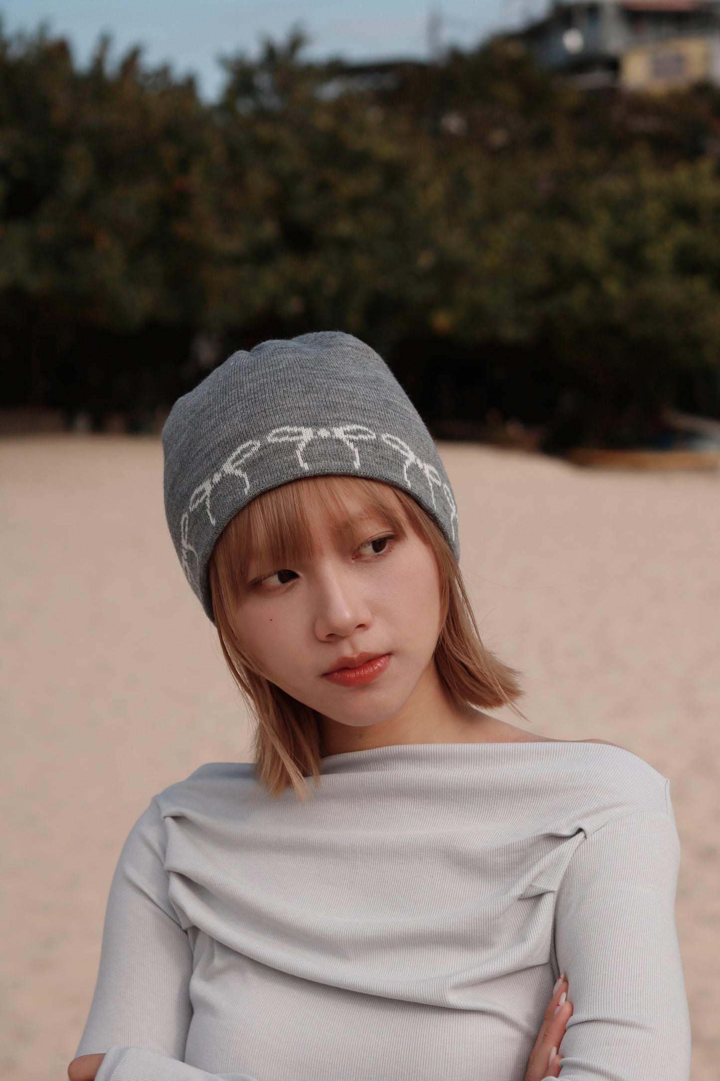 Little Ribbon Beanie (Grey)