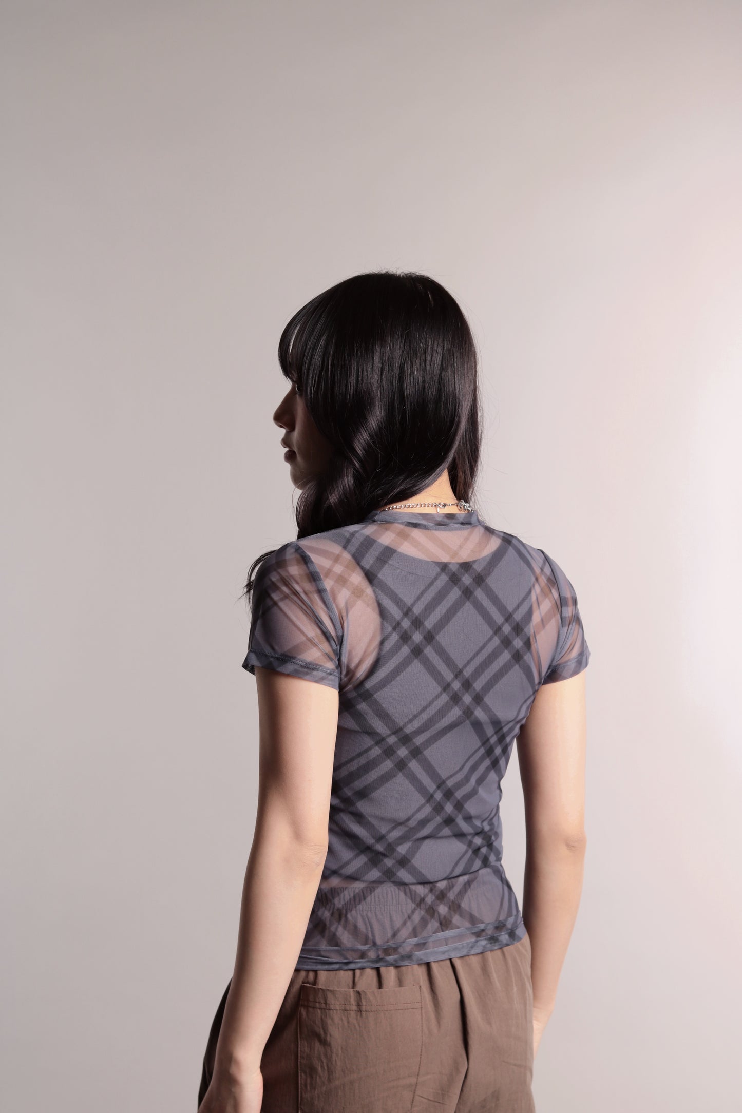 Checker Mesh Tee (Charcoal)