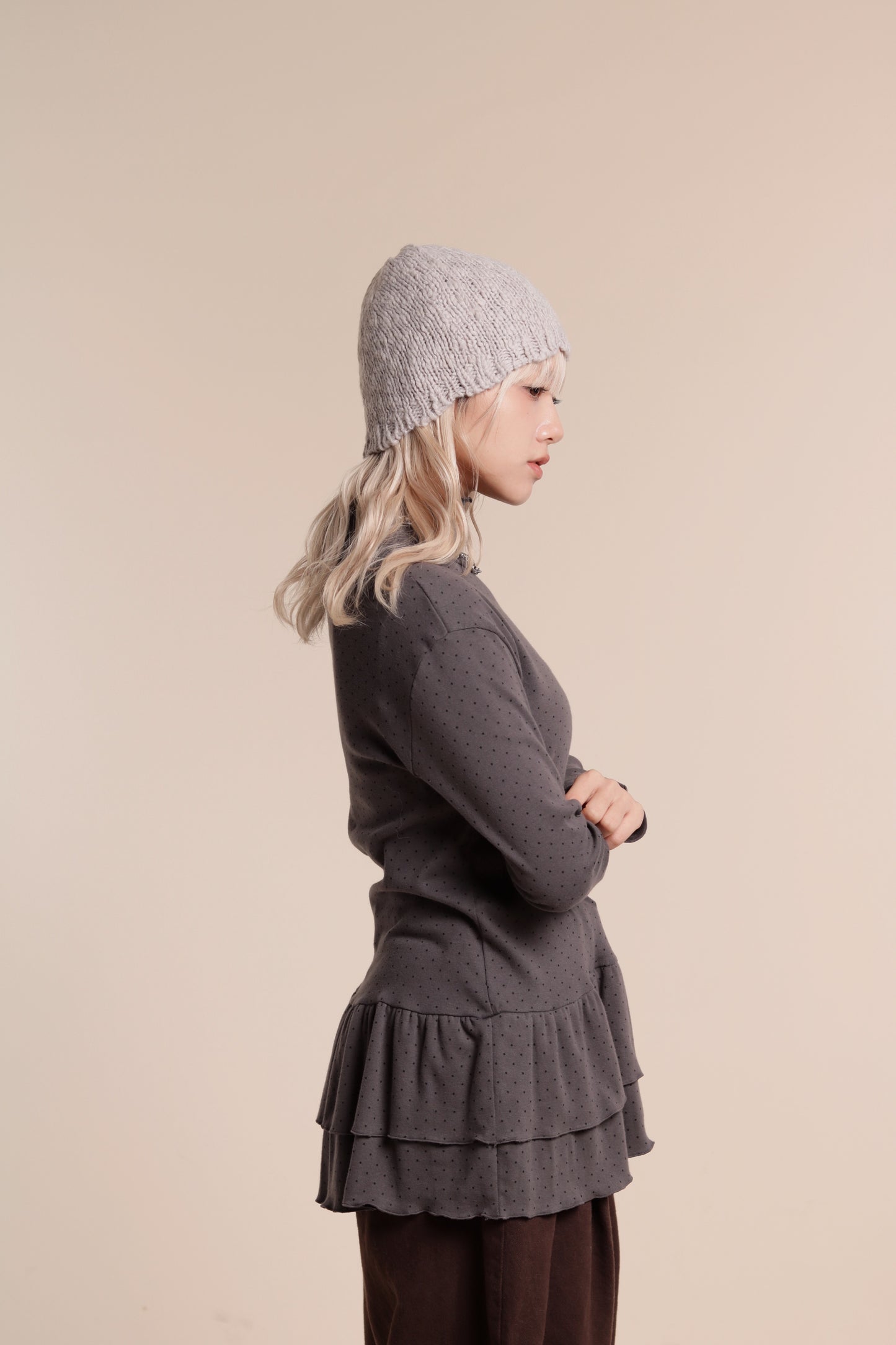 Knit Beanie (Light Grey)