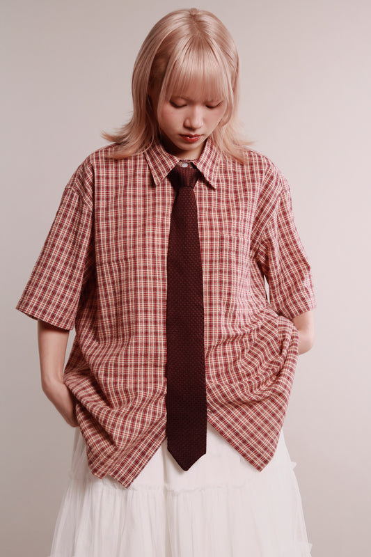 Plaid Loose Shirt (Brown)