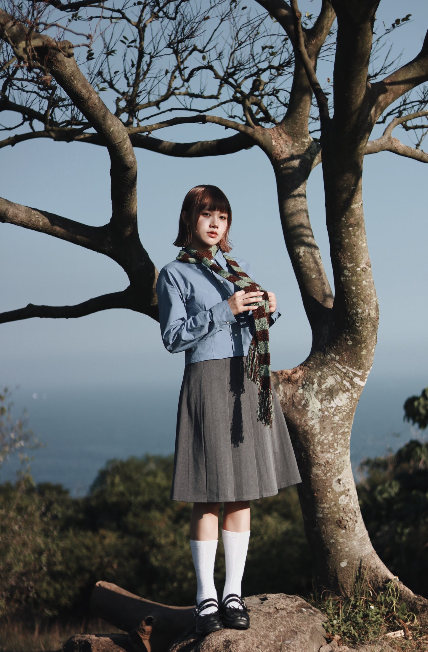 Doll Pleated Mini Skirt (Grey)