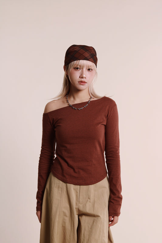 Striped One Shoulder Top (Orange)