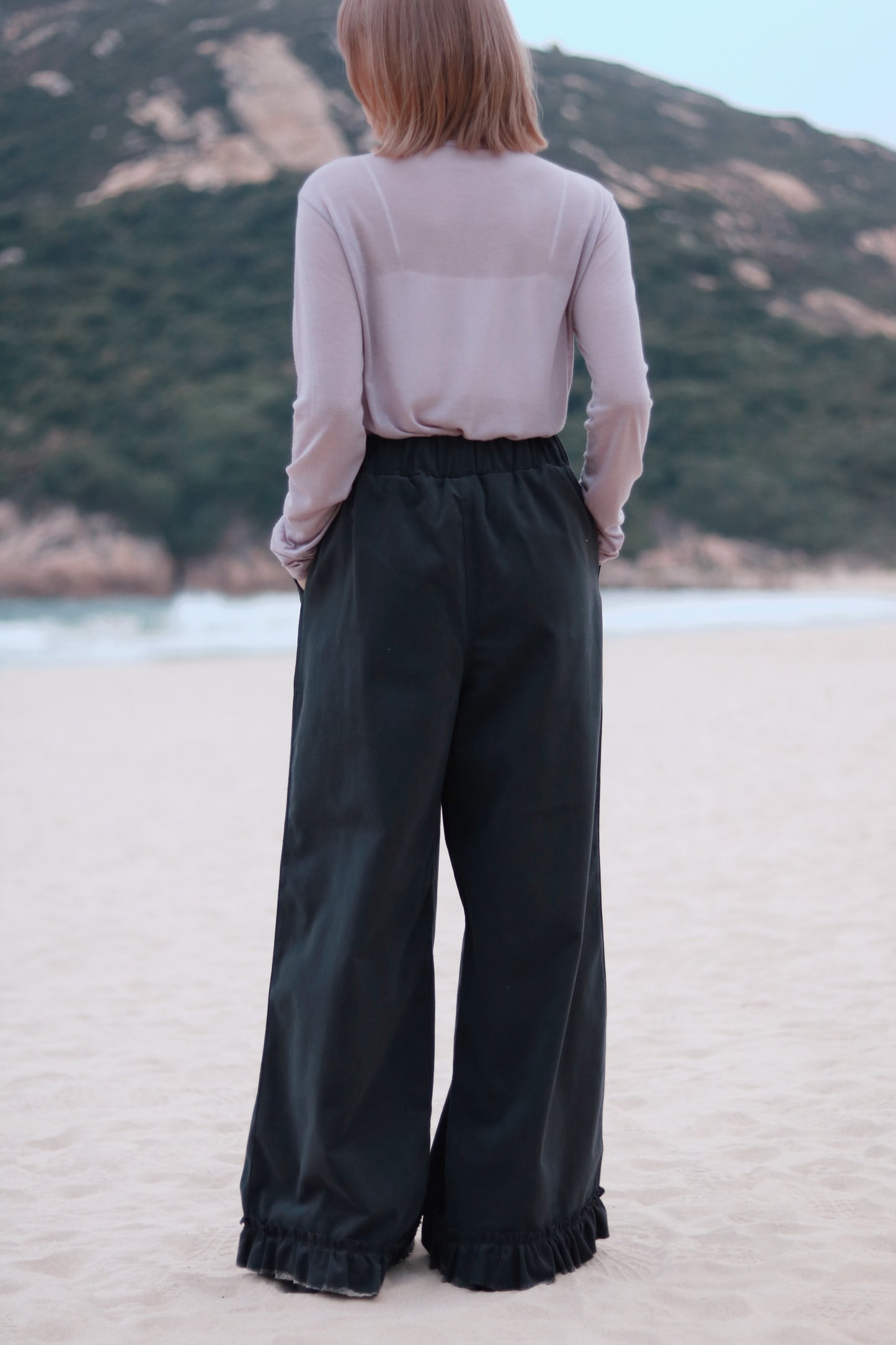 Layered Ruffle Pants (Charcoal)