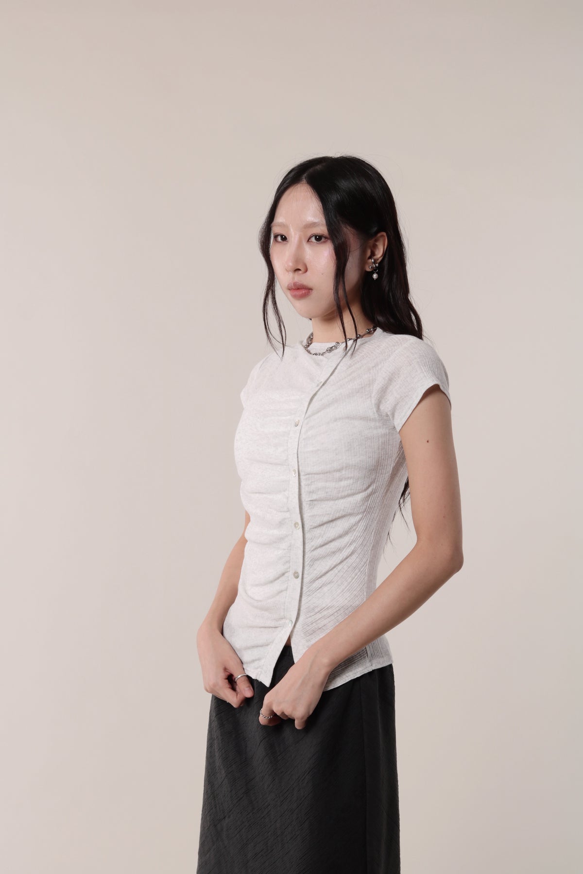 Sep Gathered Tee (Light Grey)