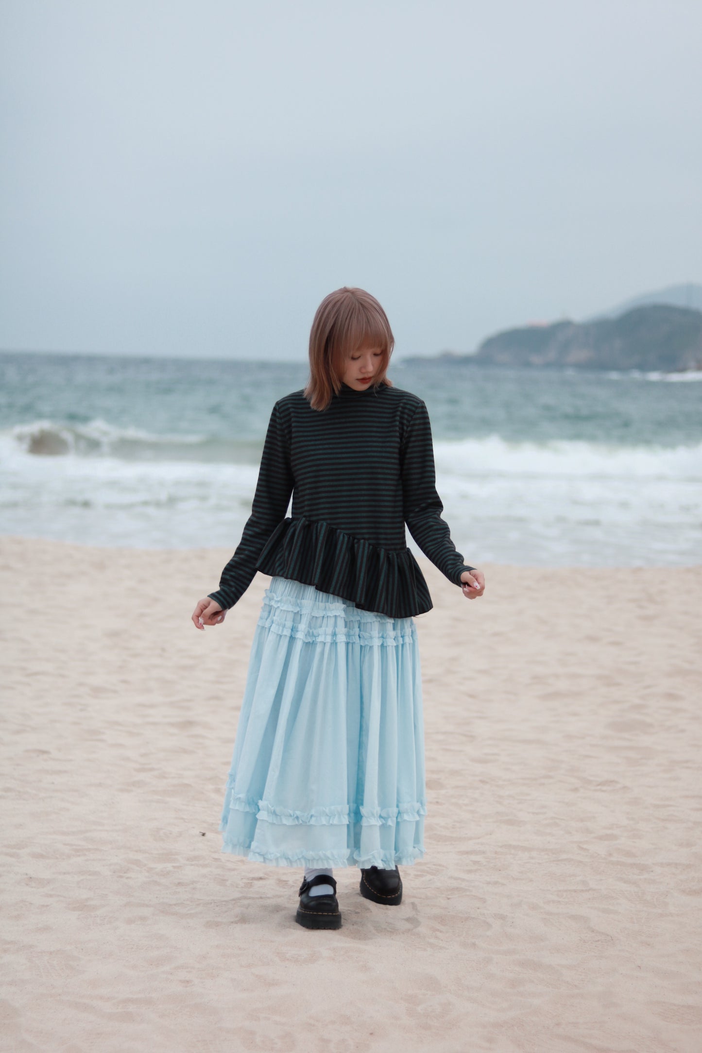 Striped Ruffle Top (Mint)