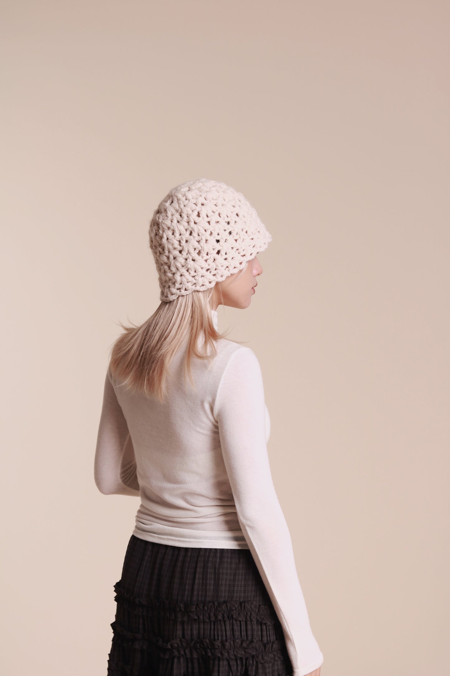 Knit Bucket Hat (Ivory)