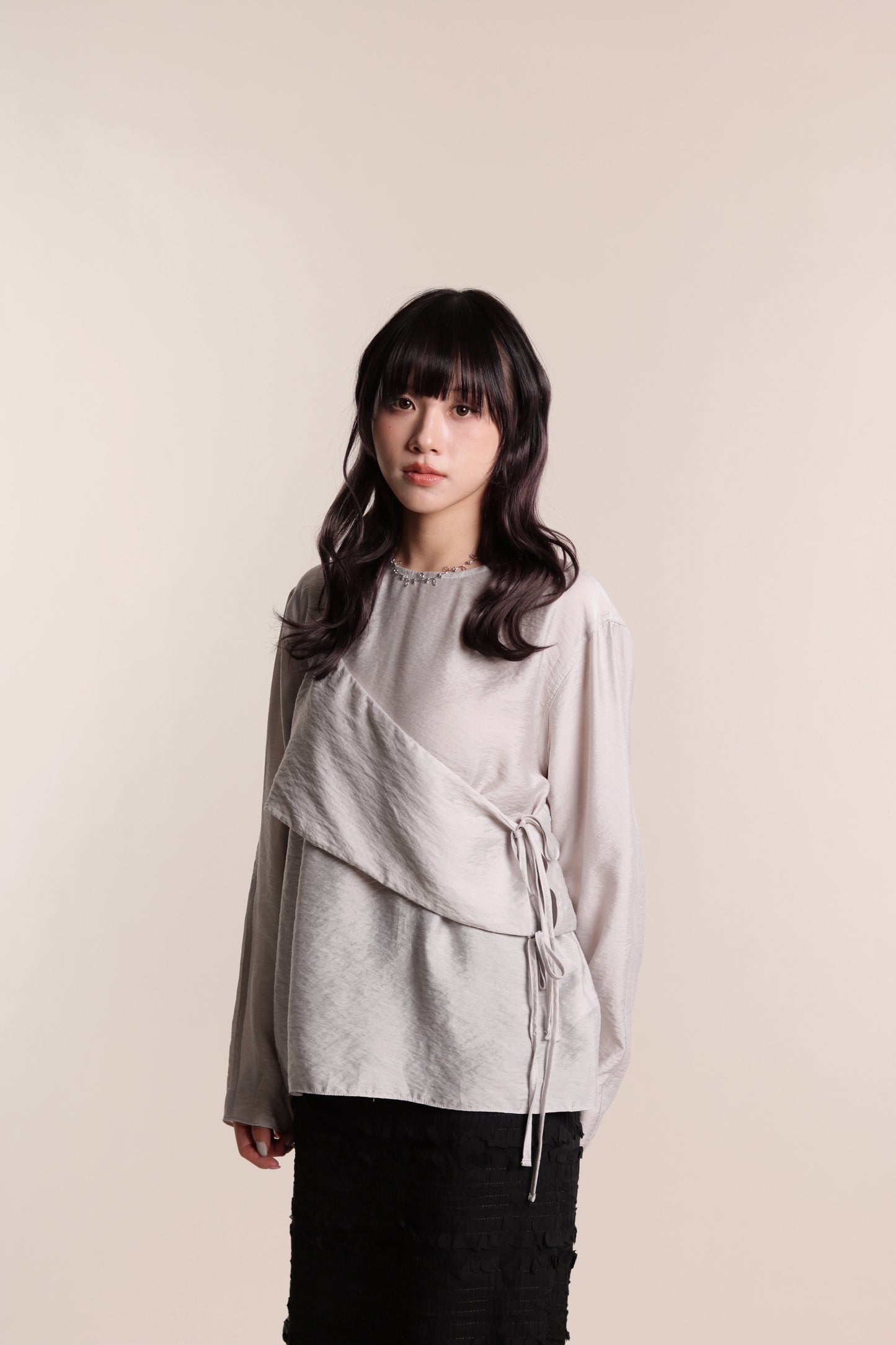 Cami Wrap Blouse (Light Grey)