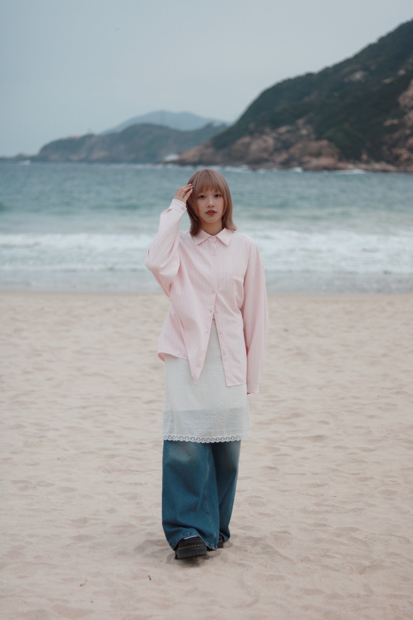 Relaxed Belt Shirt (Pink)