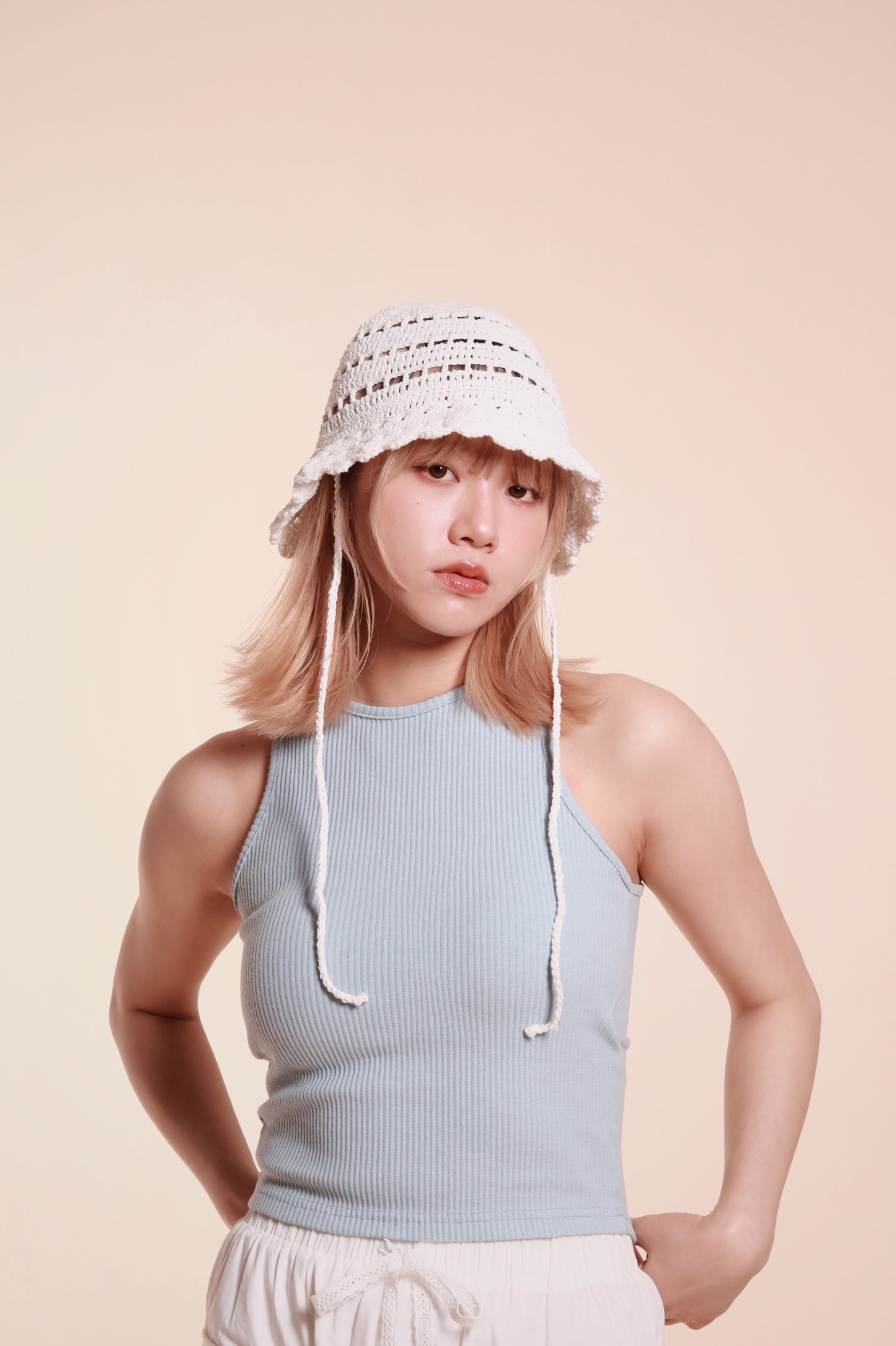 Mesh Bucket Hat (White)