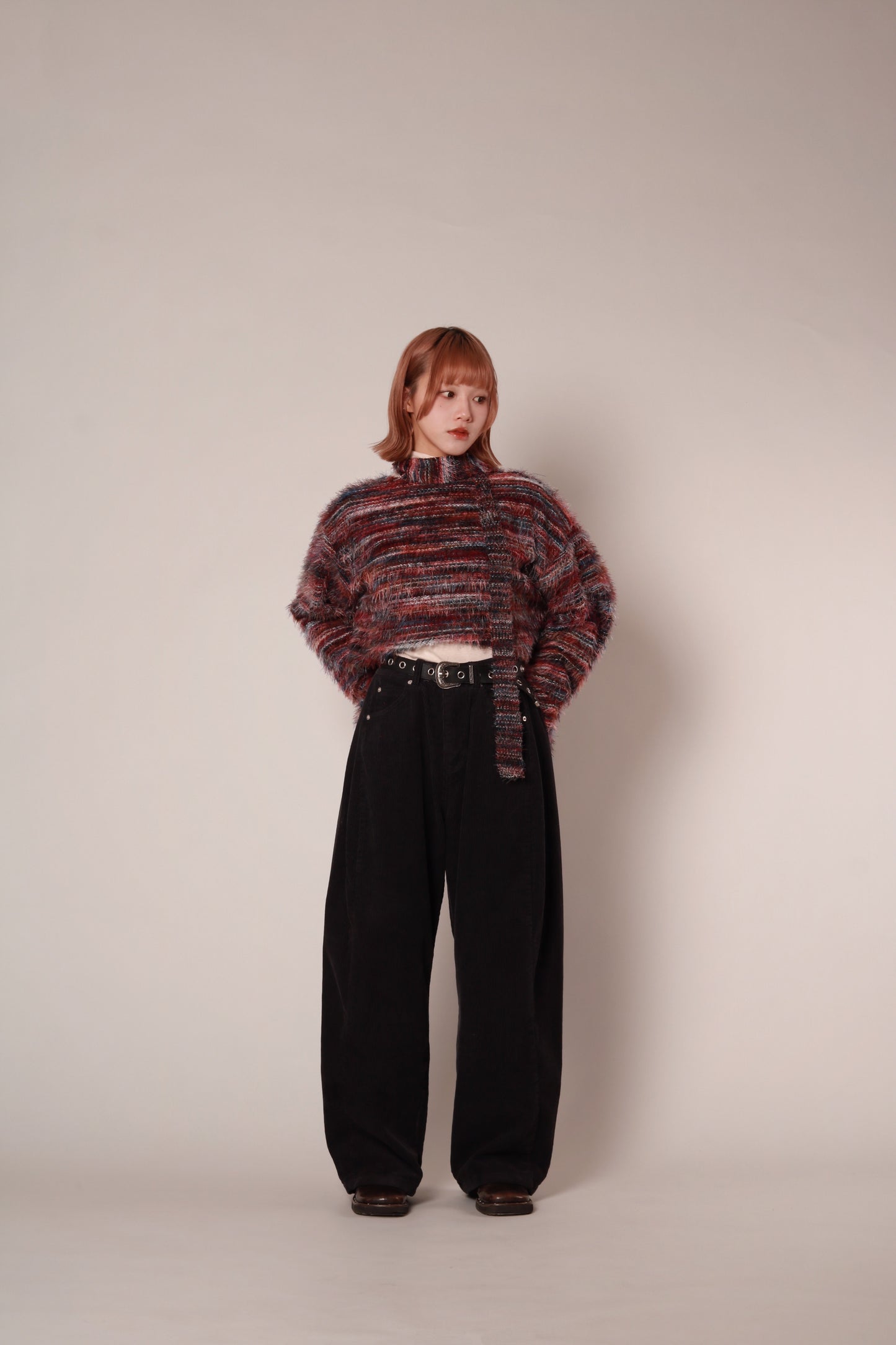 Fluffy Rainbow Sweater (Red)