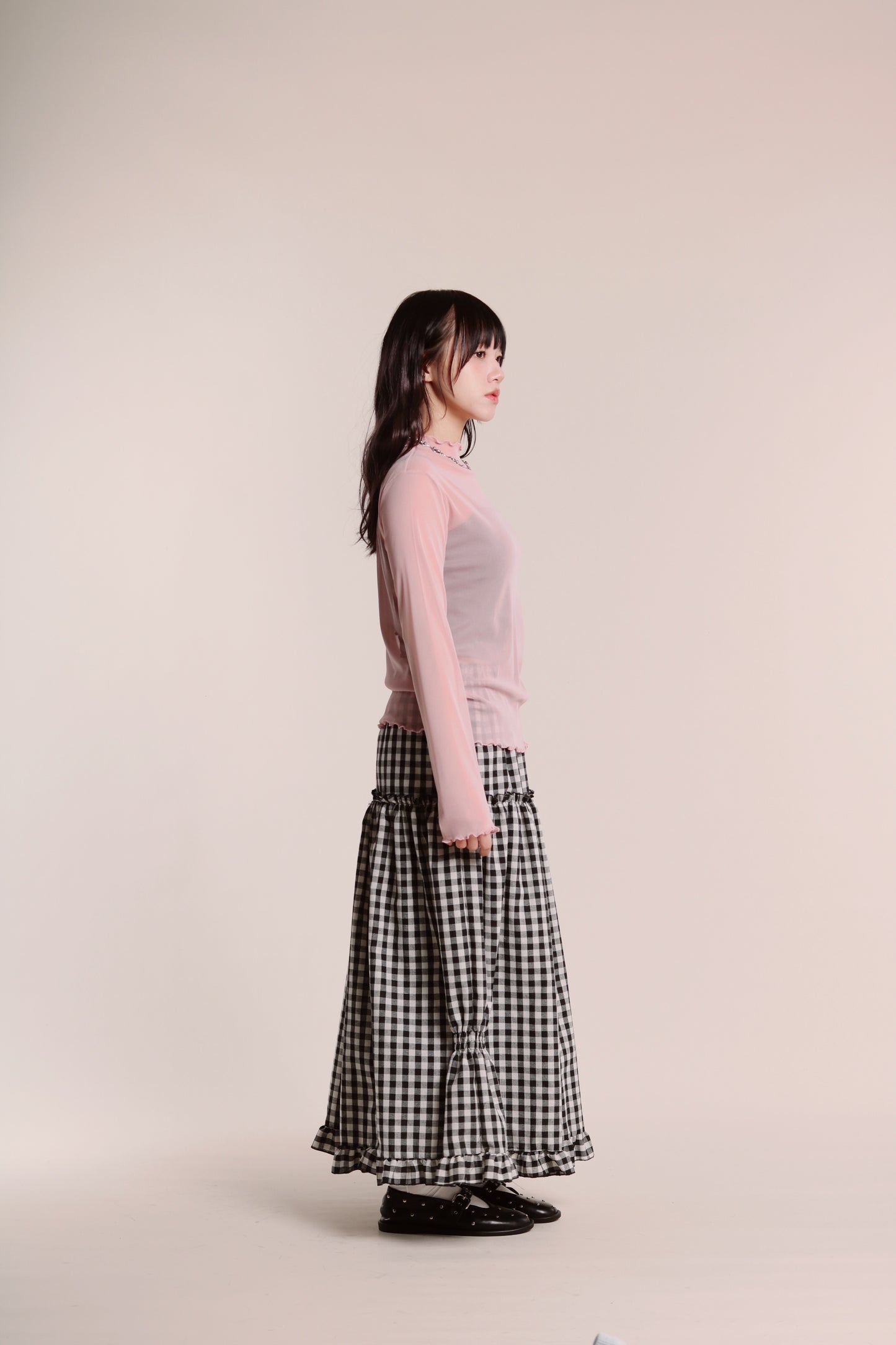 Ruffle See Through Top (Pink)