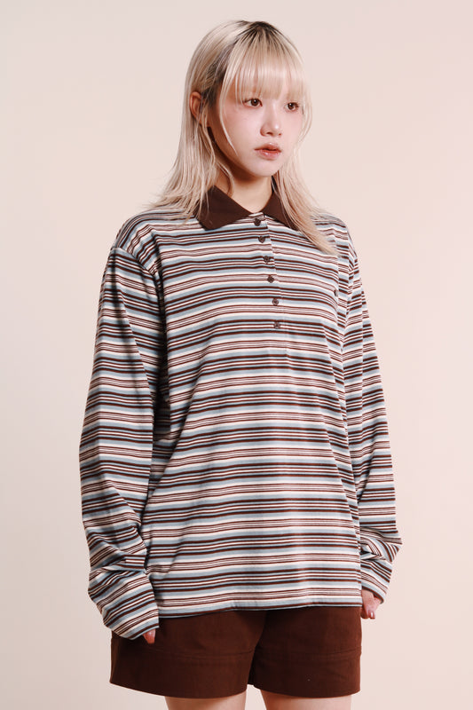 Striped Polo Top 2 (Blue)