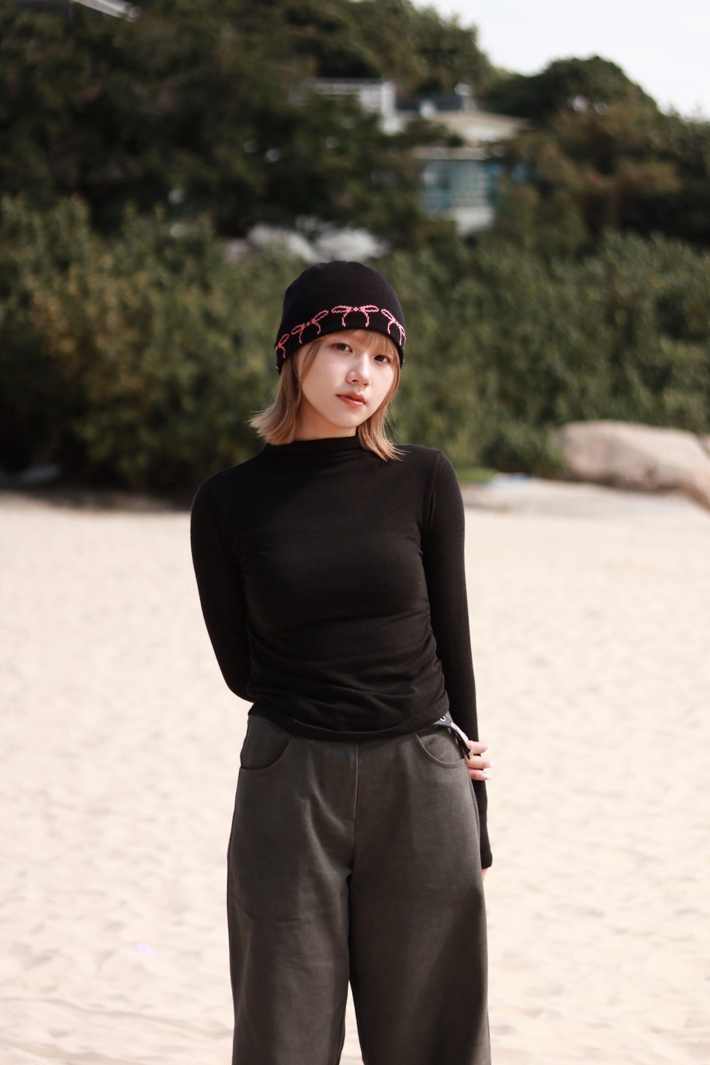 Little Ribbon Beanie (Black)