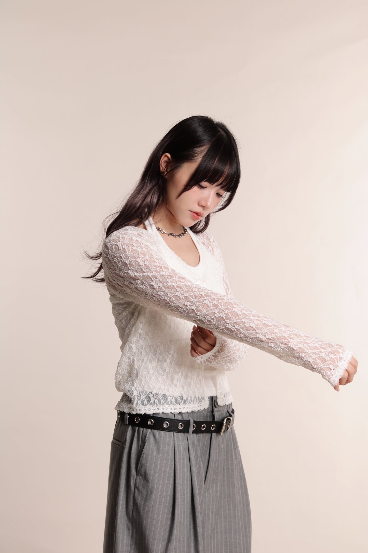 Floral Lace Cardigan (White)