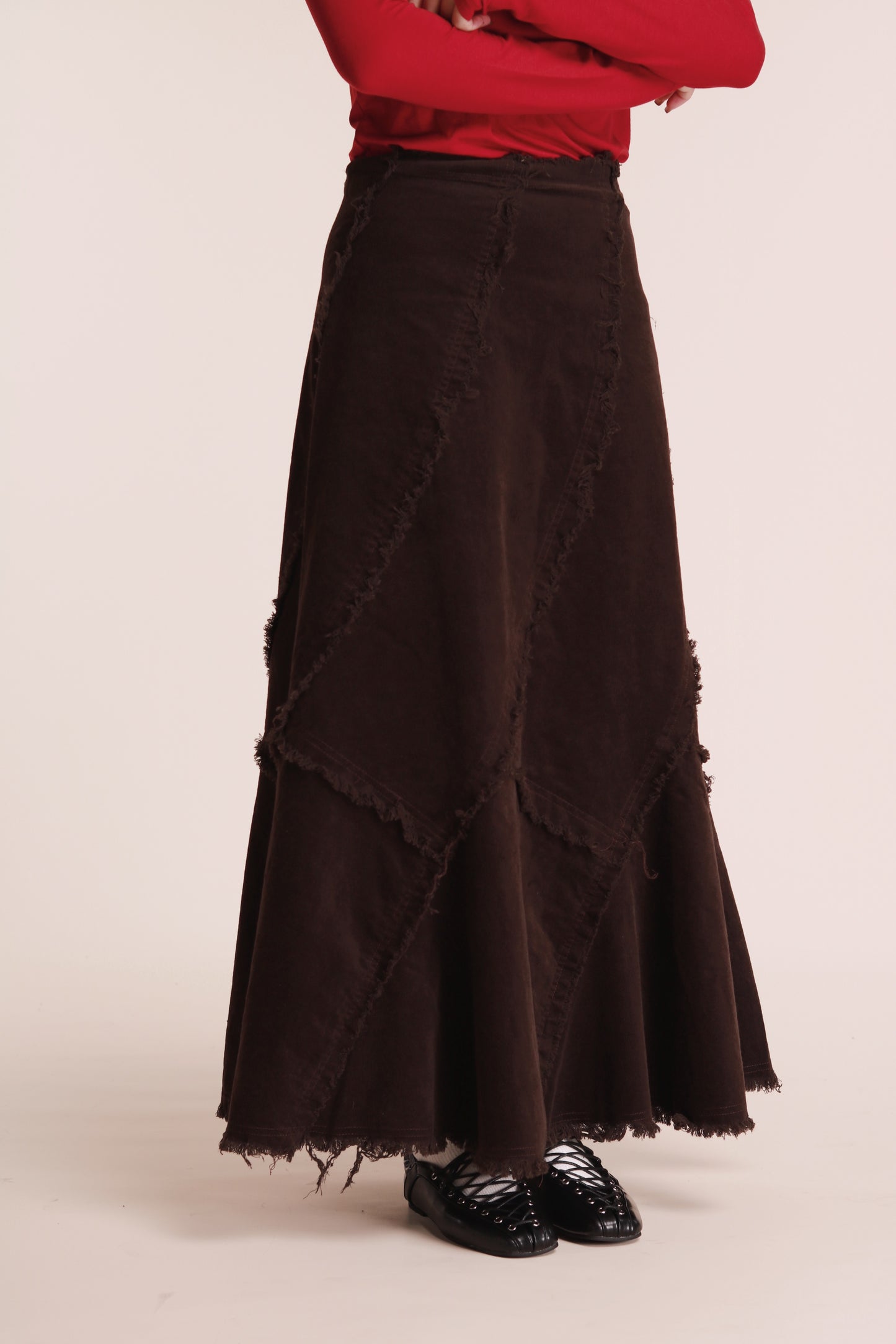 Frayed Mermaid Skirt (Brown)