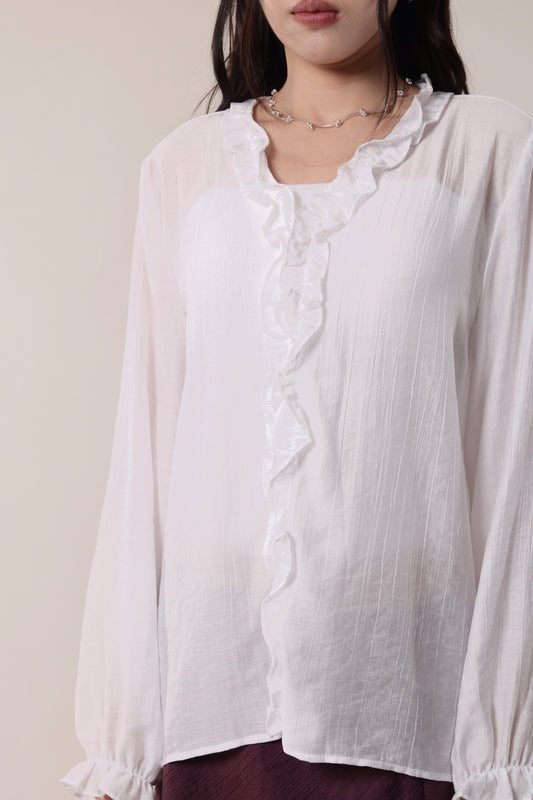 Retro Ruffle Shirt (White)