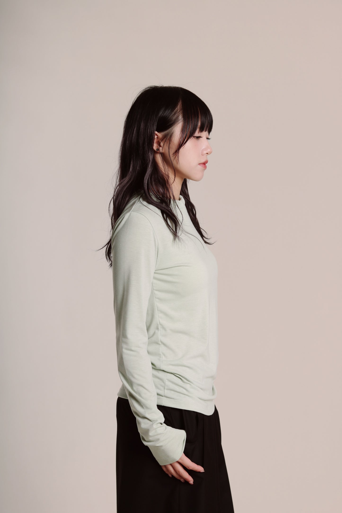 Soft Gathered Neck Top (Matcha)