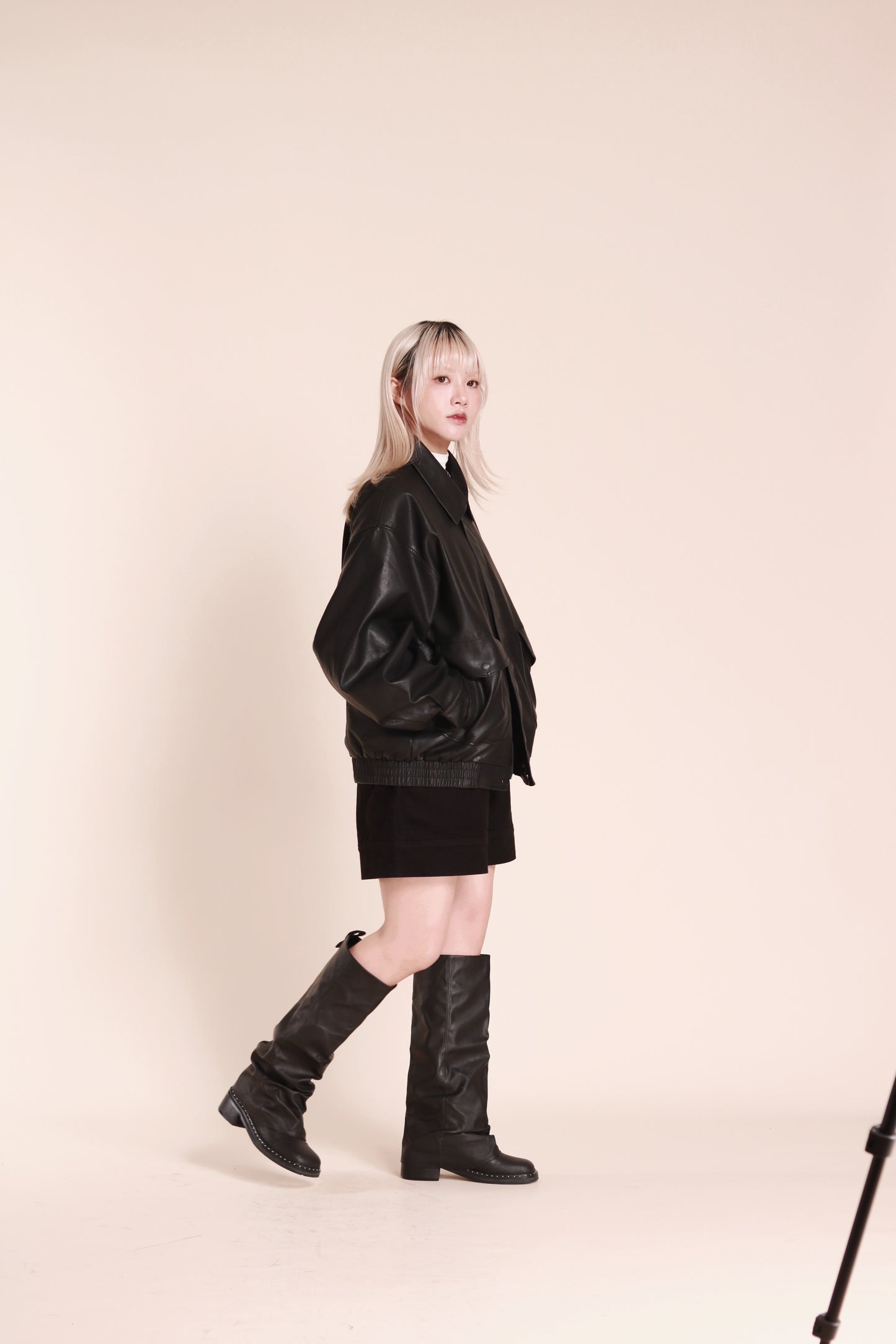 Oversized Leather Jacket (Black)