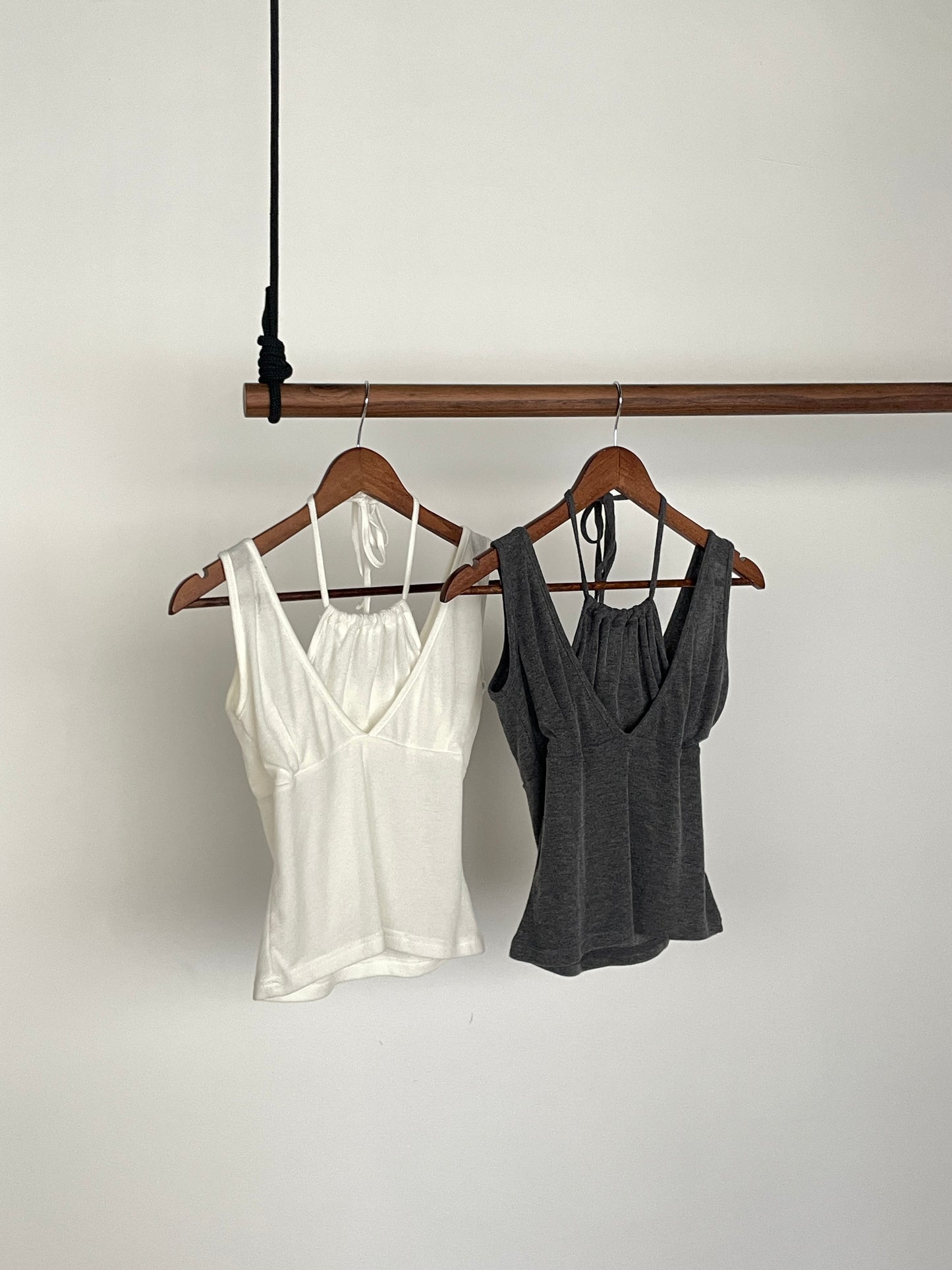 Layered Halter Tank Top (Grey)