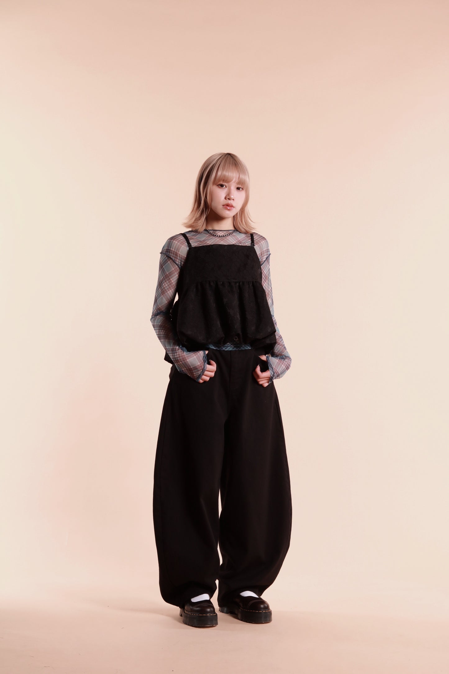 Checkered See Through Top (Blue)