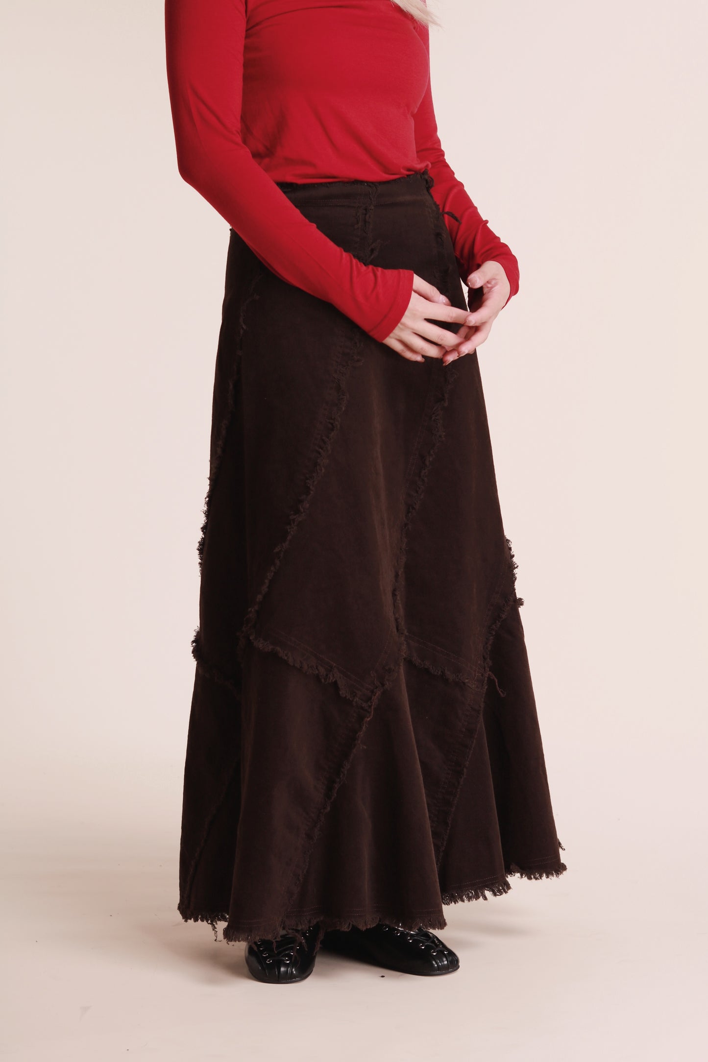 Frayed Mermaid Skirt (Brown)