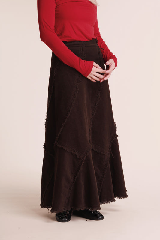 Frayed Mermaid Skirt (Brown)