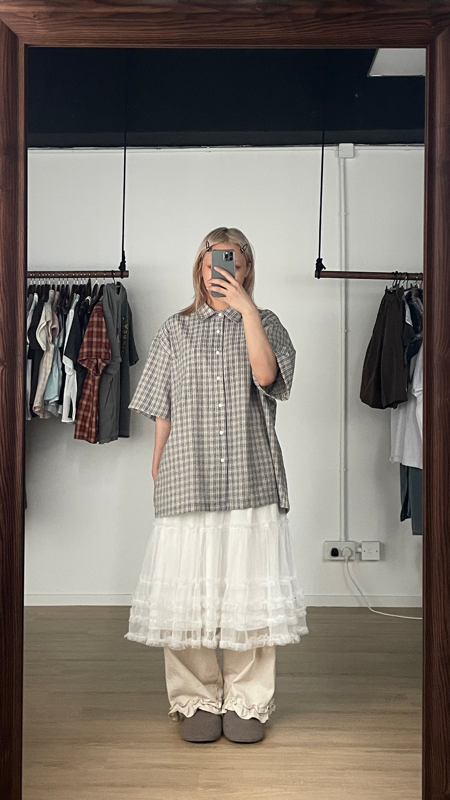 Plaid Loose Shirt (Blue)