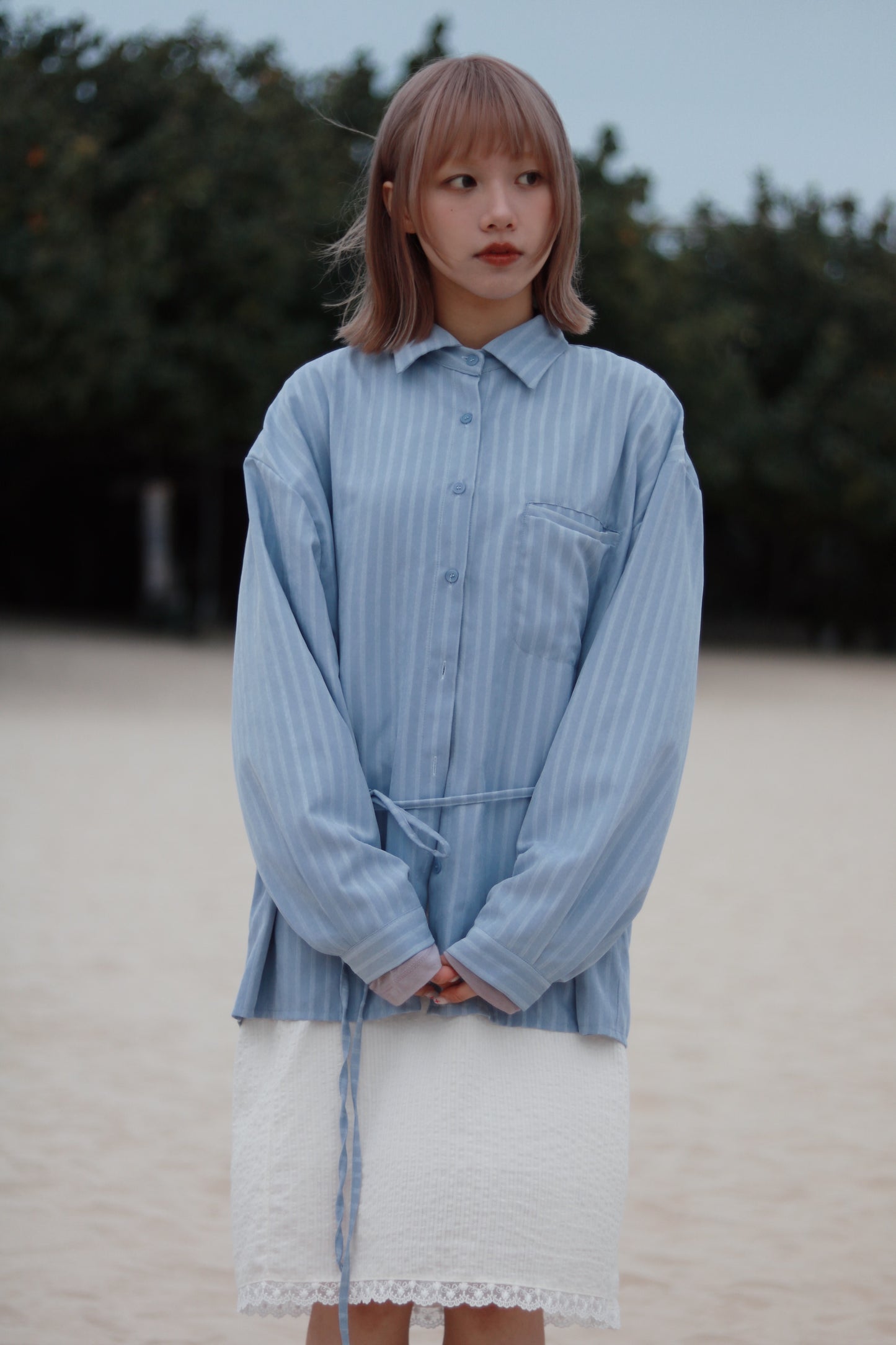 Relaxed Belt Shirt (Blue)