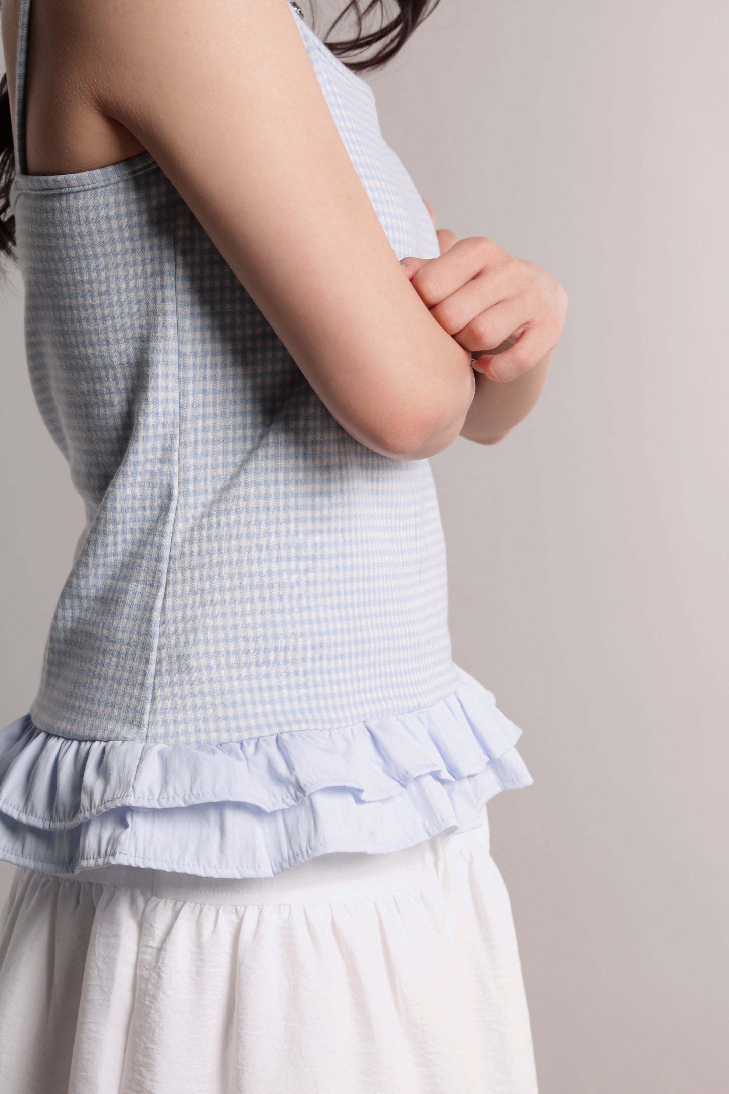 Checkered Ruffle Cami (Blue)