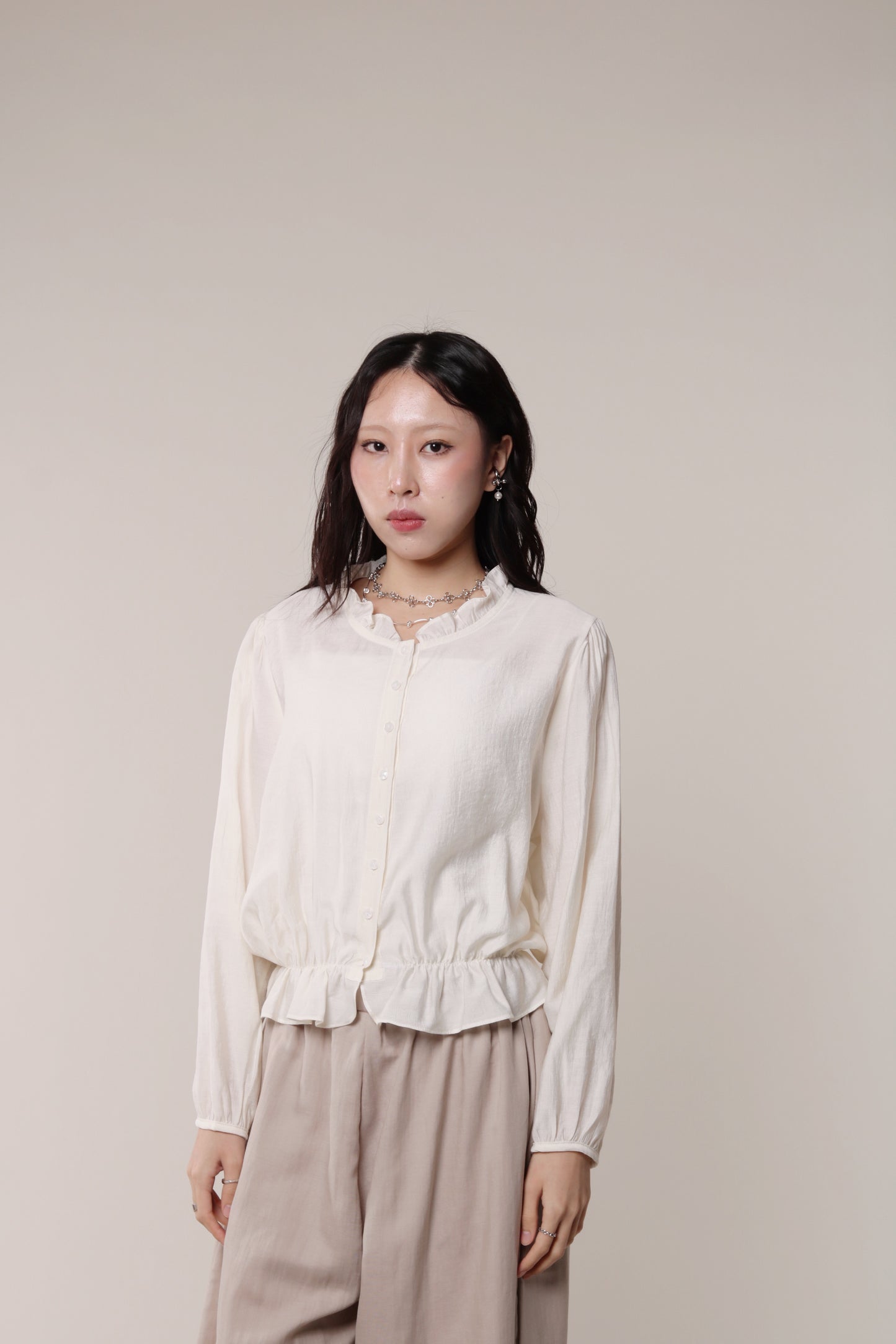 Retro Ruffle Shirt (Ivory)