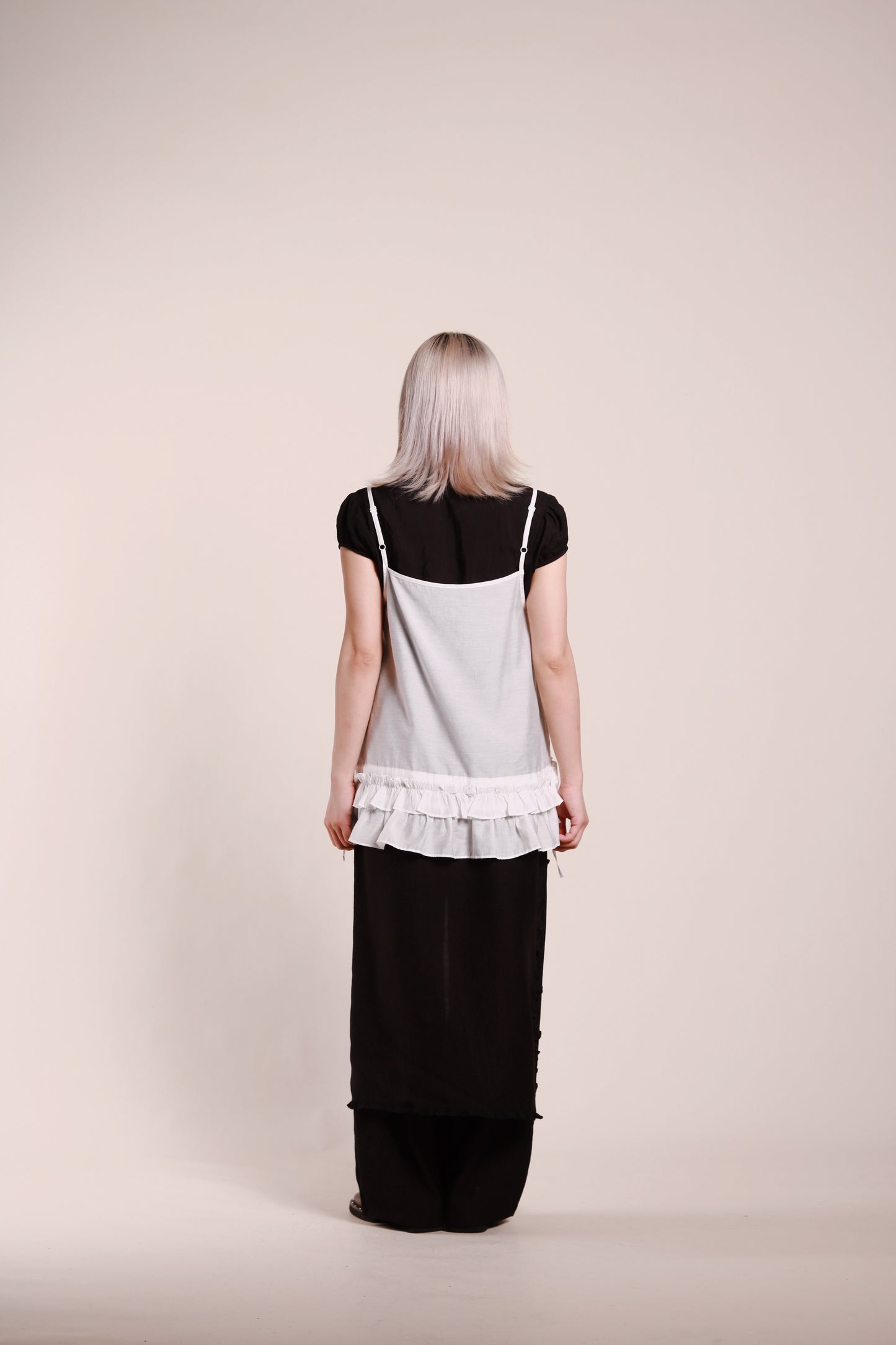 Double Ruffle Sleeveless Top (White)