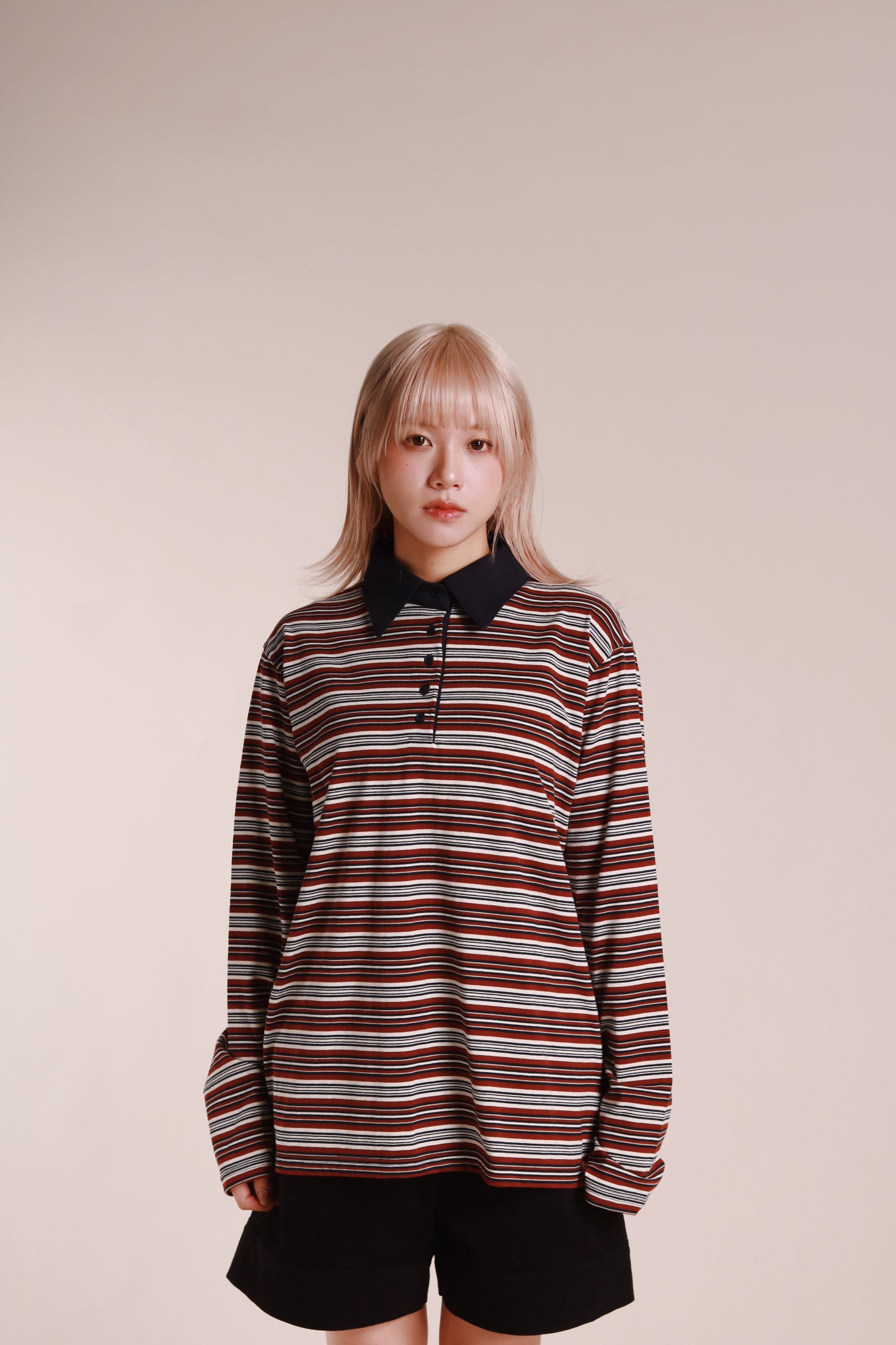 Striped Polo Top (Wine)