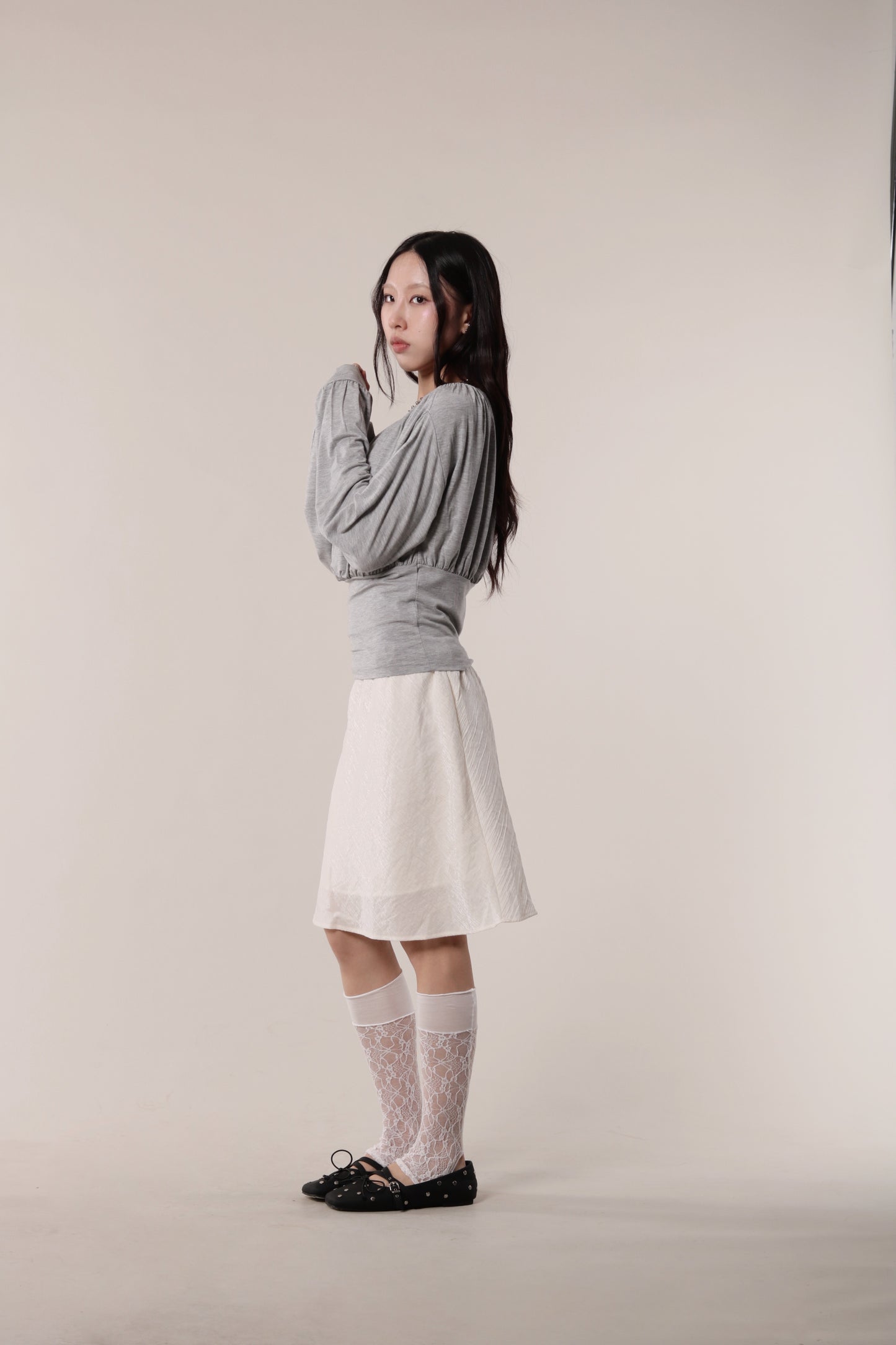 Luna Gathered Top (Grey)