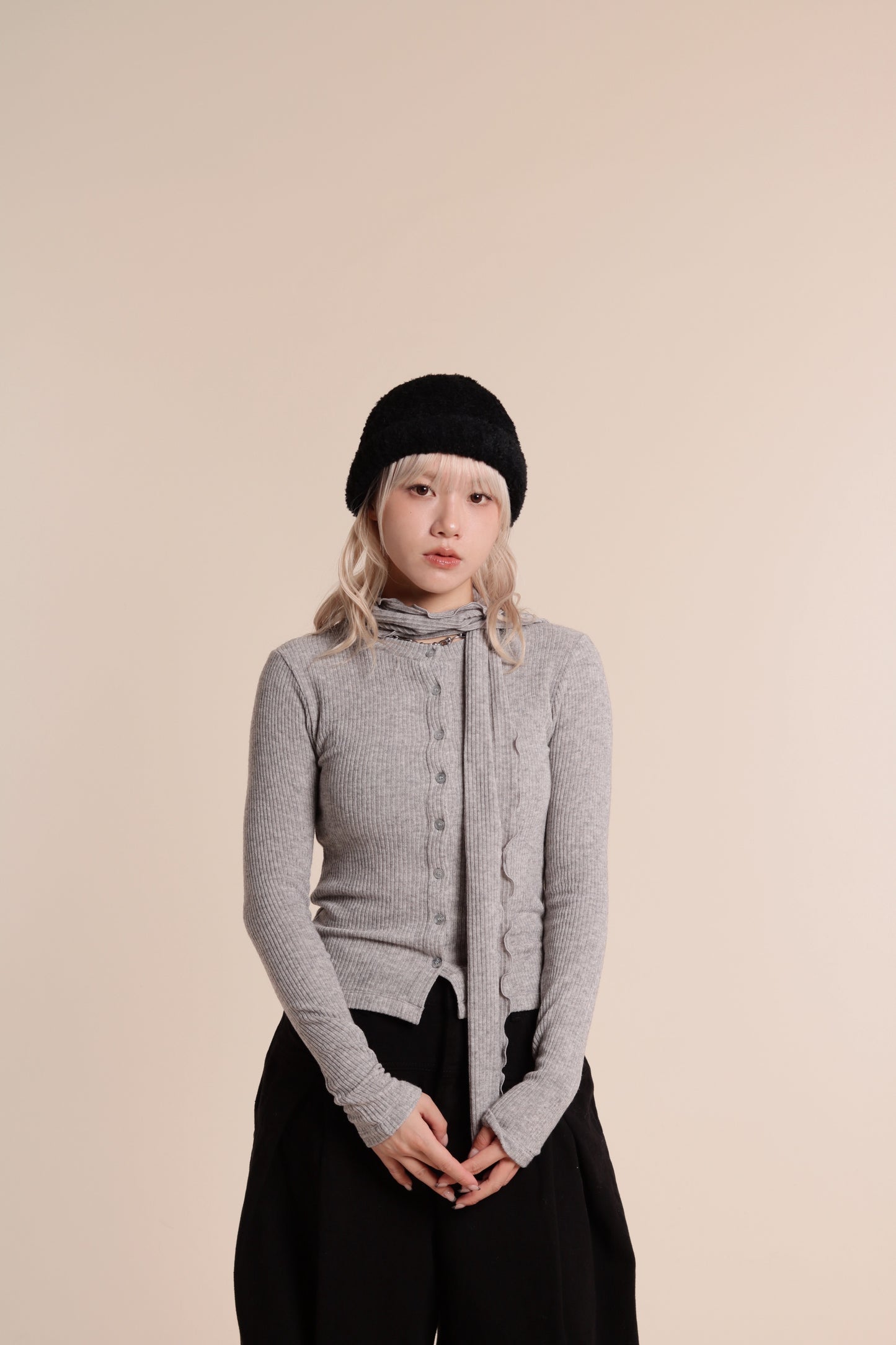 Little Scarf Cardigan (Grey)