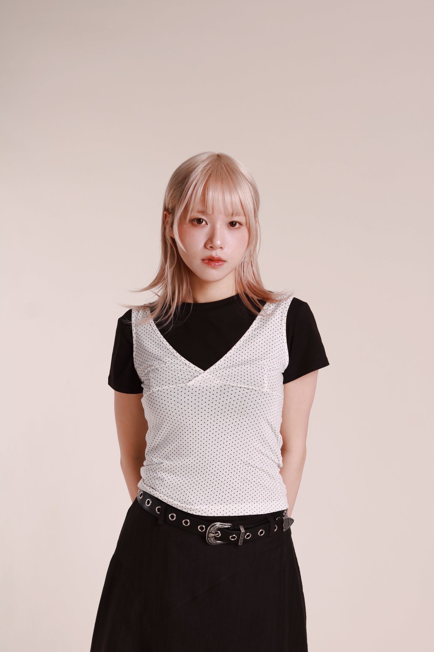 Dot Dot Sleeveless Top (White)