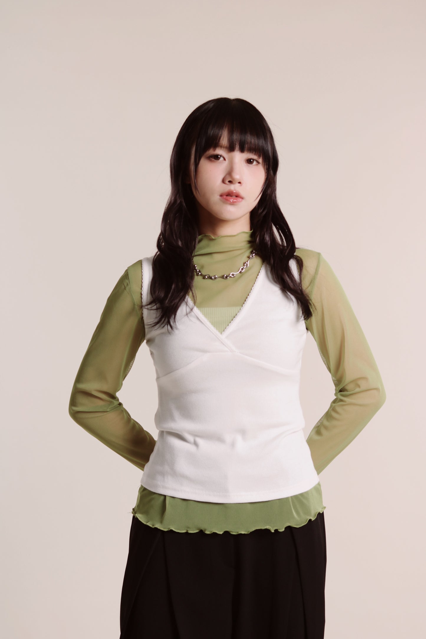 Ruffle See Through Top (Green)