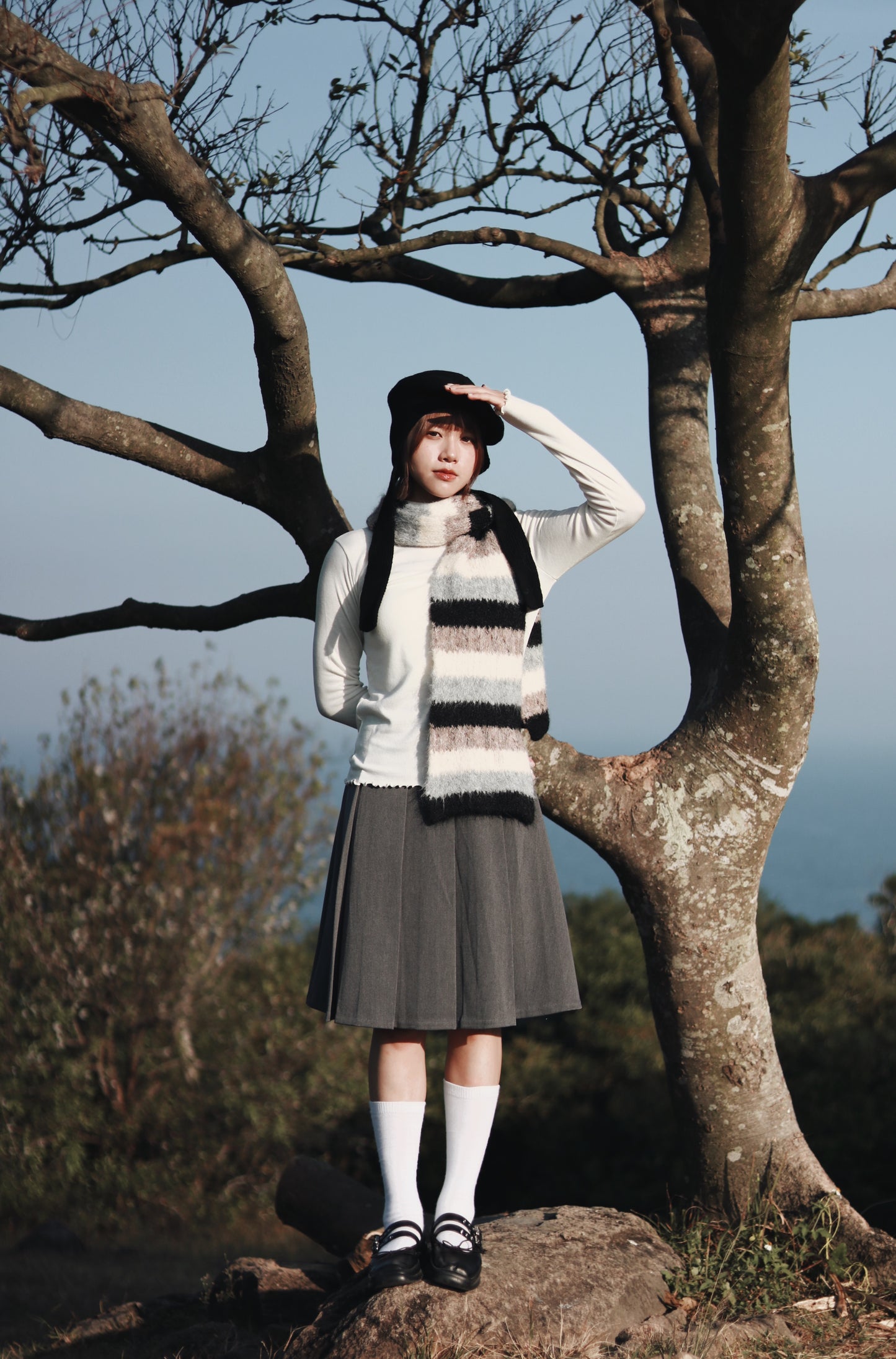 Doll Pleated Mini Skirt (Grey)