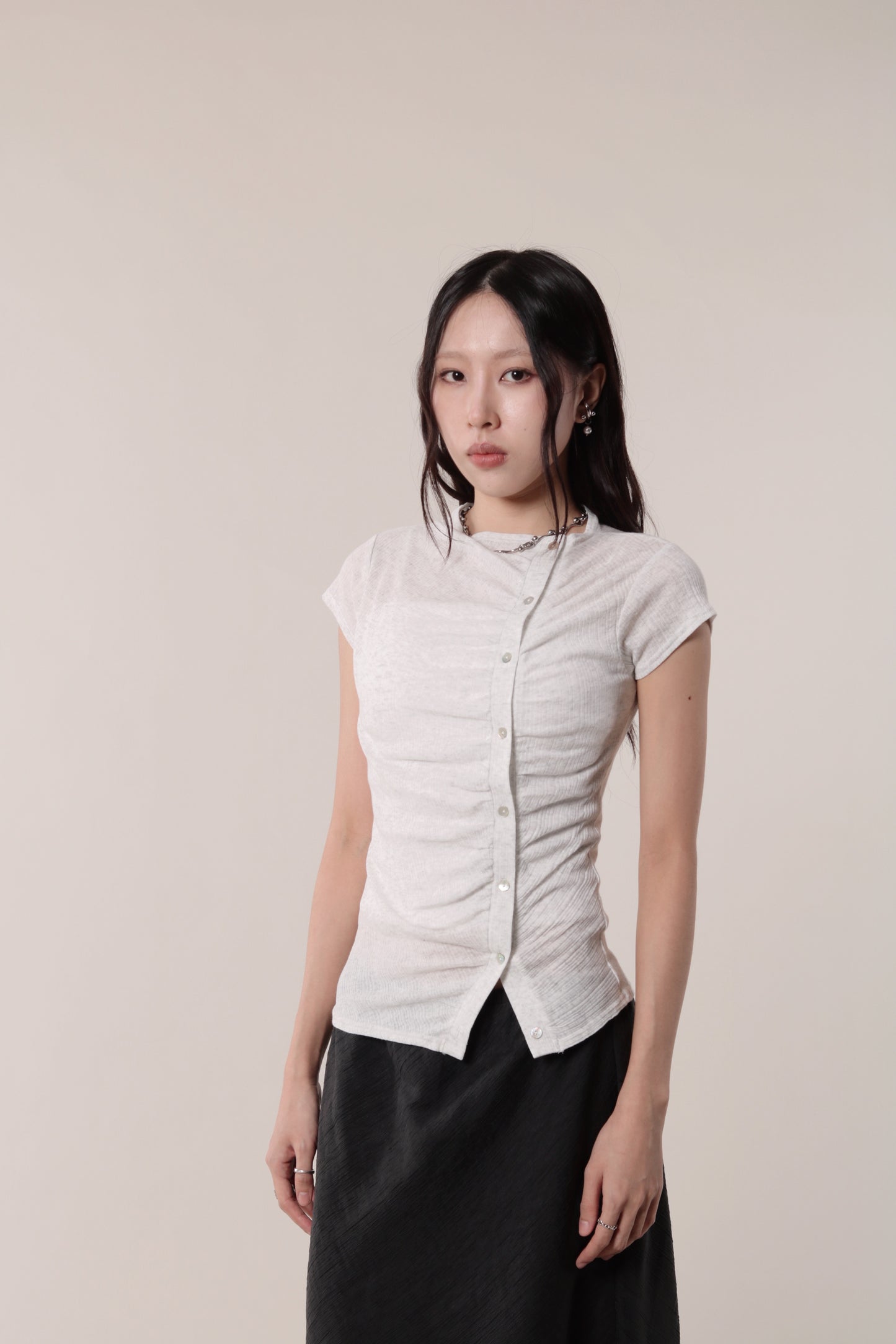Sep Gathered Tee (Light Grey)