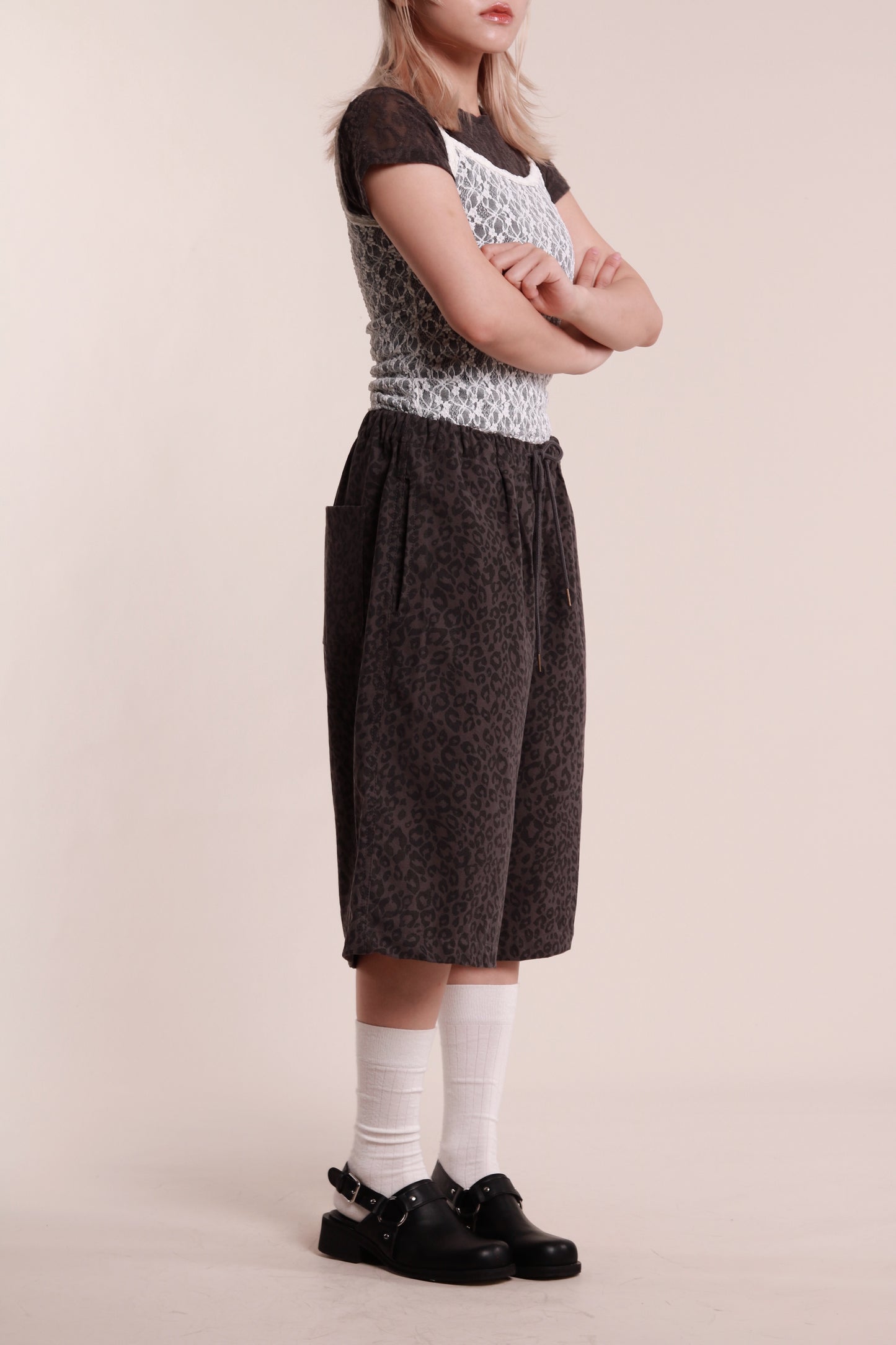 Leopard Shorts (Charcoal)