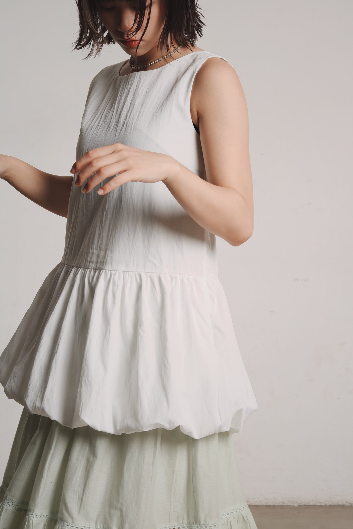 Bubble Cloud Mini Dress (White)